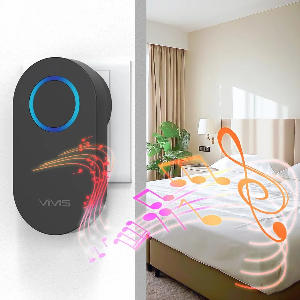 VIVIS Timbre inalámbrico 280 Metros 60 Tonos LED