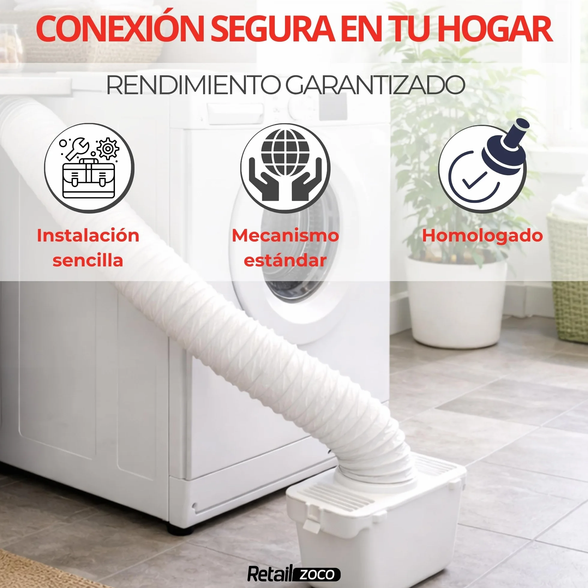 TECHZOCO Tubo de ventilación flexible, Conducto salida aire, Manguera de extracción de aire, Tubo Acondicionado Portátil, Apto Secadora, No es rígido, 6 Metros Largo x 10 cm diámetro