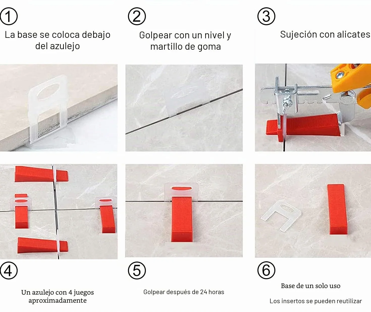 Sistema de nivelación de azulejos,400 lengüetas de1.5 mm, 100 cuñas reutilizables espaciador, güetas para azulejos con un grosor de 3 a 12 mm. (1.5MM)