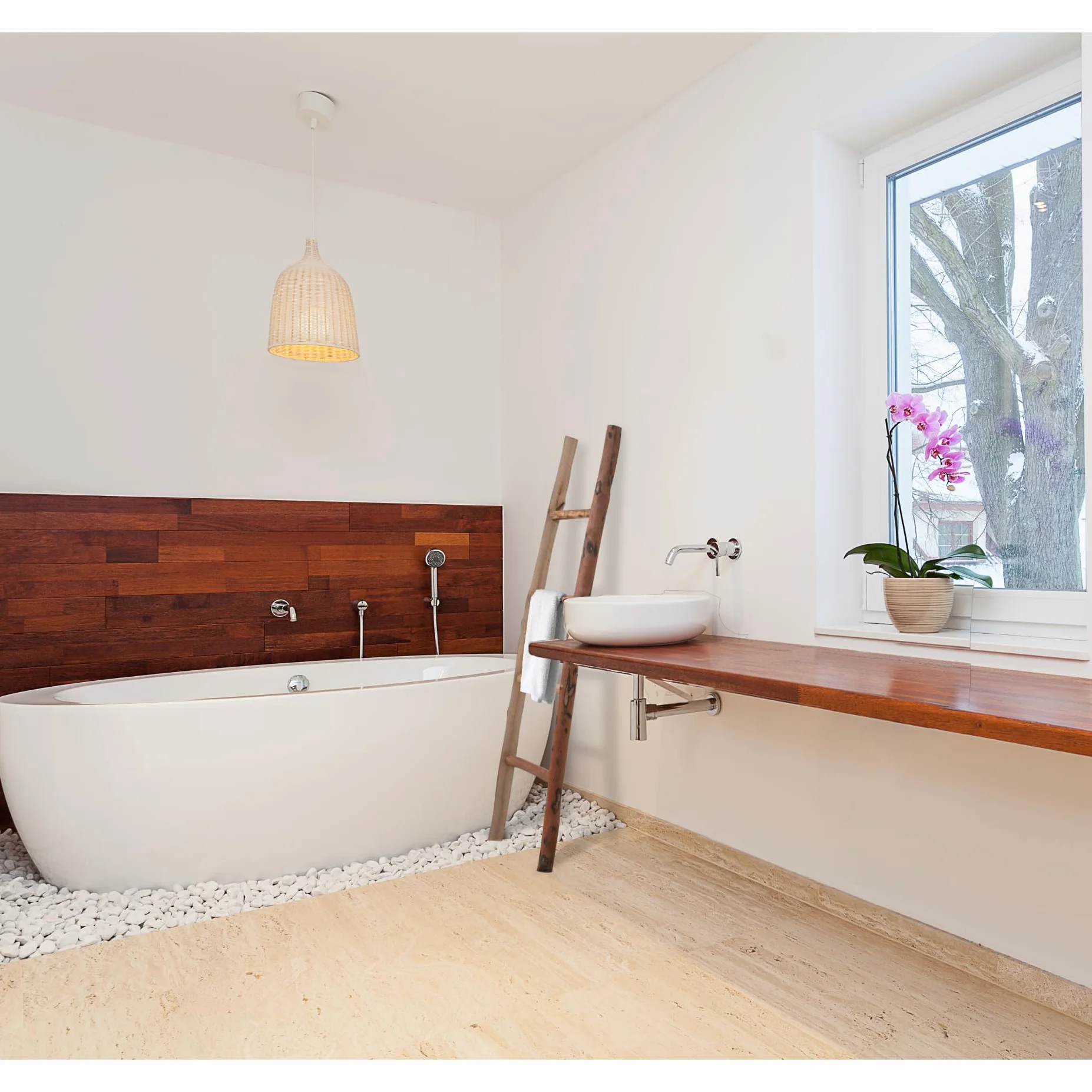 Biscottini Toalleros de baño sin Taladro 155x6x42 cm - Escalera Madera para Dormitorio - Toalleros de baño de pie - Perchero de pie