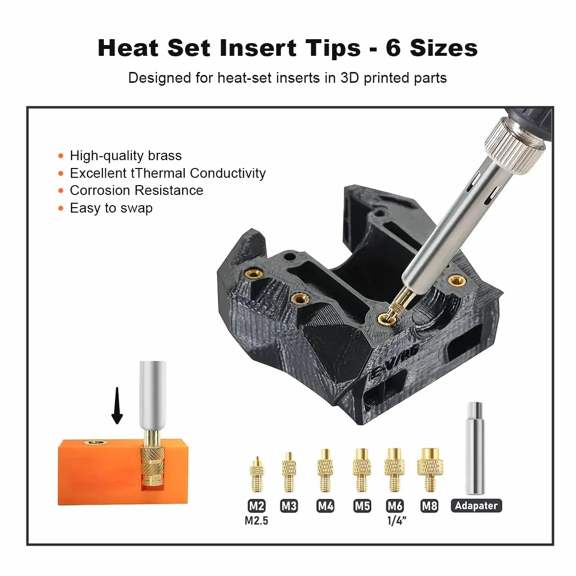 Kit de fallas de soldadura de inserto roscado Mintion, soldador de 90 W con control digital de temperatura, inserciones roscadas M3 para impresión 3D, fallas soldadura M2-M8, accesorios impresión 3D