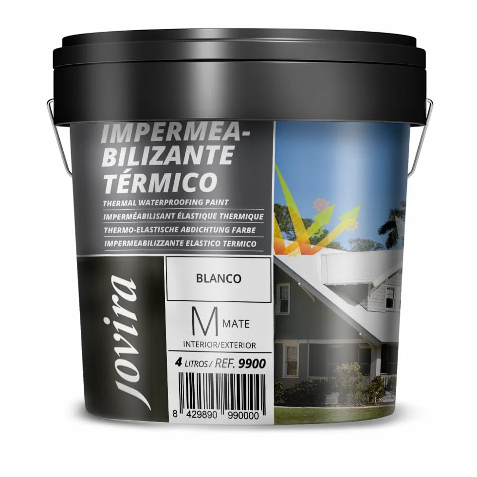 JOVIRA PINTURAS Impermeabilizante Térmico. Antigoteras Terraza Térmico. Pintura impermeabilizante térmica-acústica. (4 Litros, Blanco) A-51B
