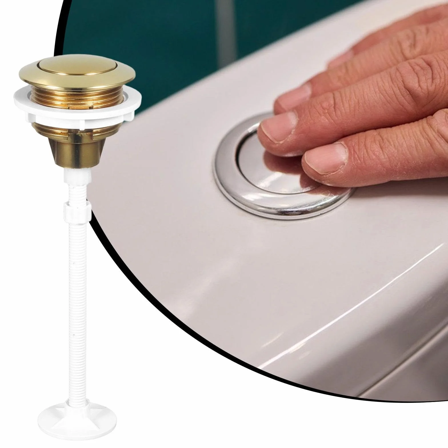 MagiDeal Repuestos para botón de descarga de inodoro, universal, redondo, de 38 mm, botón de un solo pulsador para tanque de inodoro, fácil de instalar para, Oro