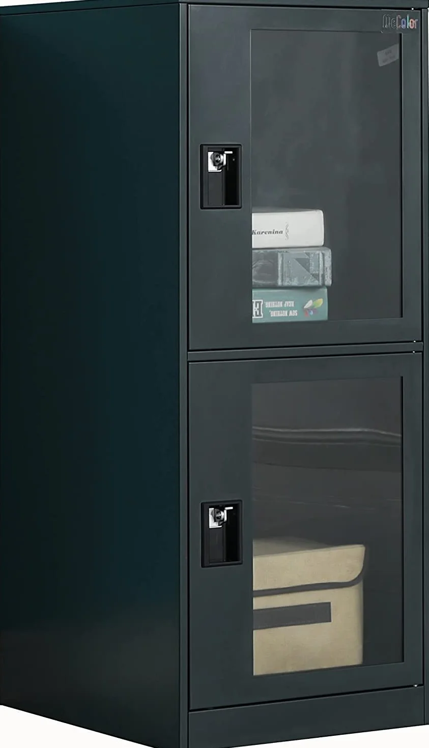 MECOLOR Pequeños armarios Verticales Transparentes con Cerradura 2/3 Pisos para niños G2V-GY