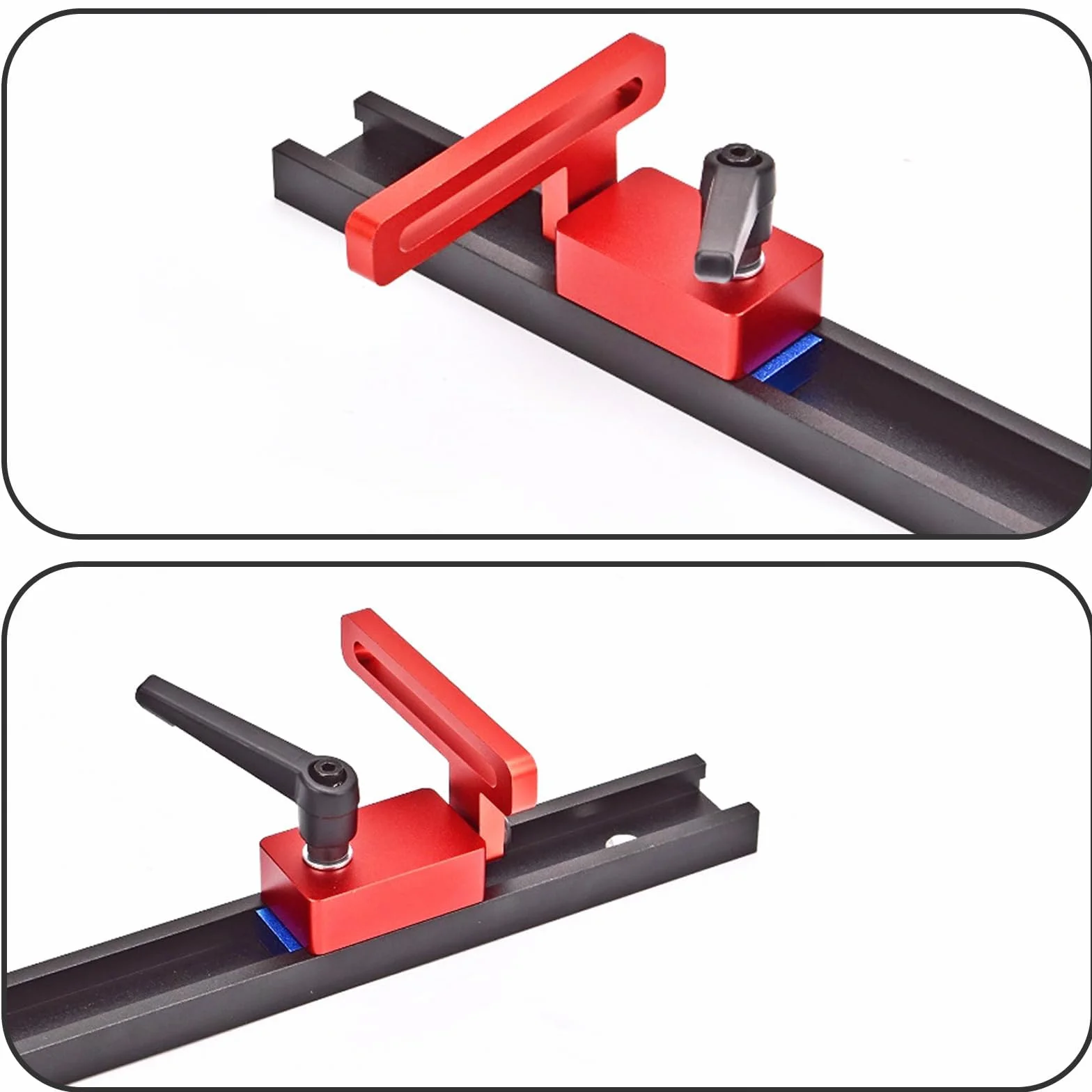 2 topes de aleación de inglete, tope de carril guía, ranura en T, tope de carril inglete, tope de pista de inglete de aleación, para banco de trabajo de madera, rieles en T