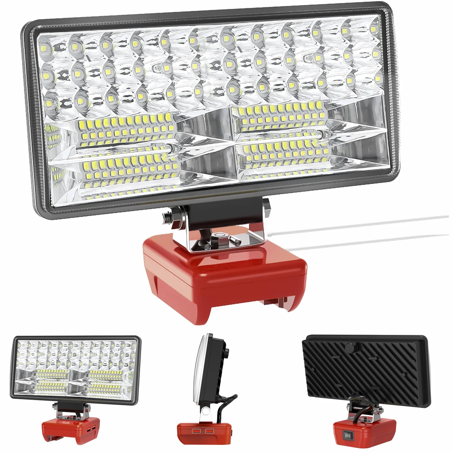 Luz Compatible con Milwaukee 18V,Lámpara de Trabajo Led Sin Cuerda 38W 6000Lm Linterna Recargable con Protección de Baja Tensión Y USB,Liderar El Camino Focos Alimentados por Baterías