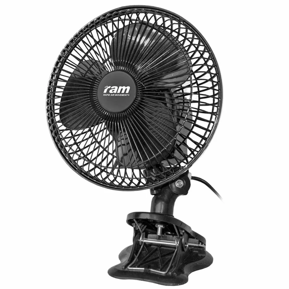 RAM Ventilador con clip giratorio de 180 mm, 20 W, silencioso, 2 velocidades, diferentes ángulos de inclinación