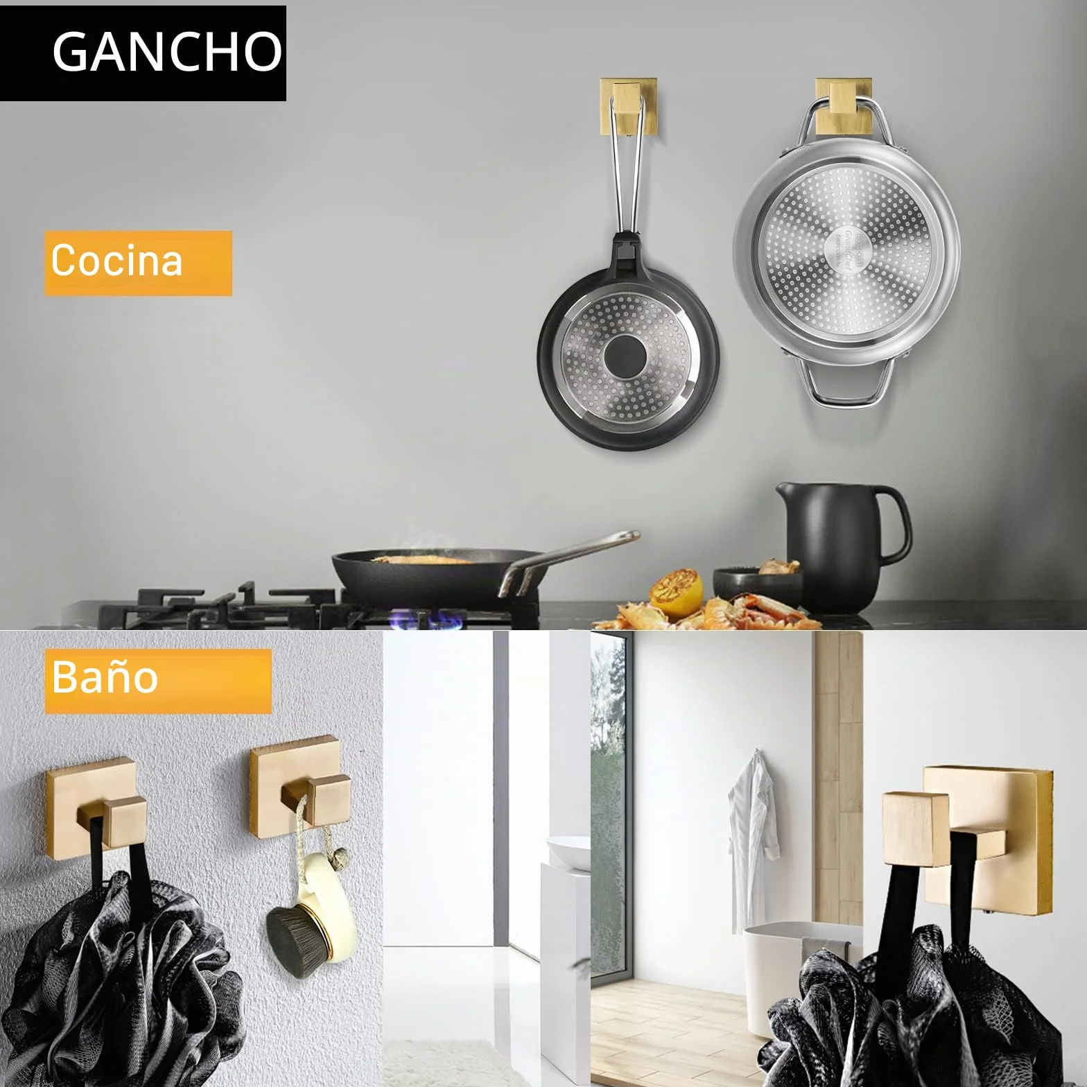 Juego de 5 Piezas de Accesorios de baño de 23.6 Pulgadas, Barra de Toalla Dorada, toallero, Anillo de Toalla, Gancho y Soporte para Papel higiénico con Estante montado en la Pared, Juego de