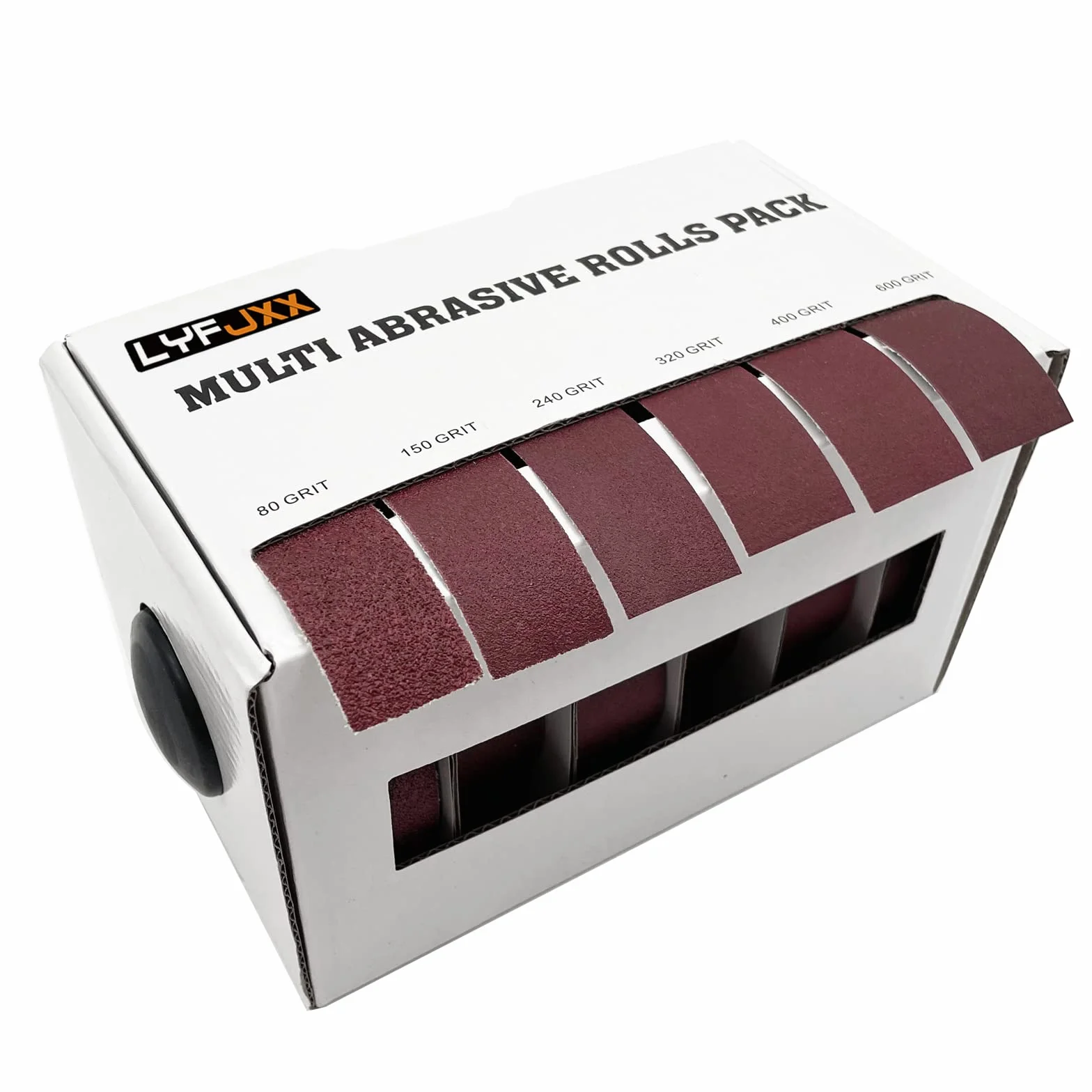 Rollo de tela Emery, rollos de papel de lija abrasivo de 6 granos, paquete surtido con dispensador para pulido de metales para carpintería, 80 150 240 320 400 600Grits Correas de lijadora de 8 metros