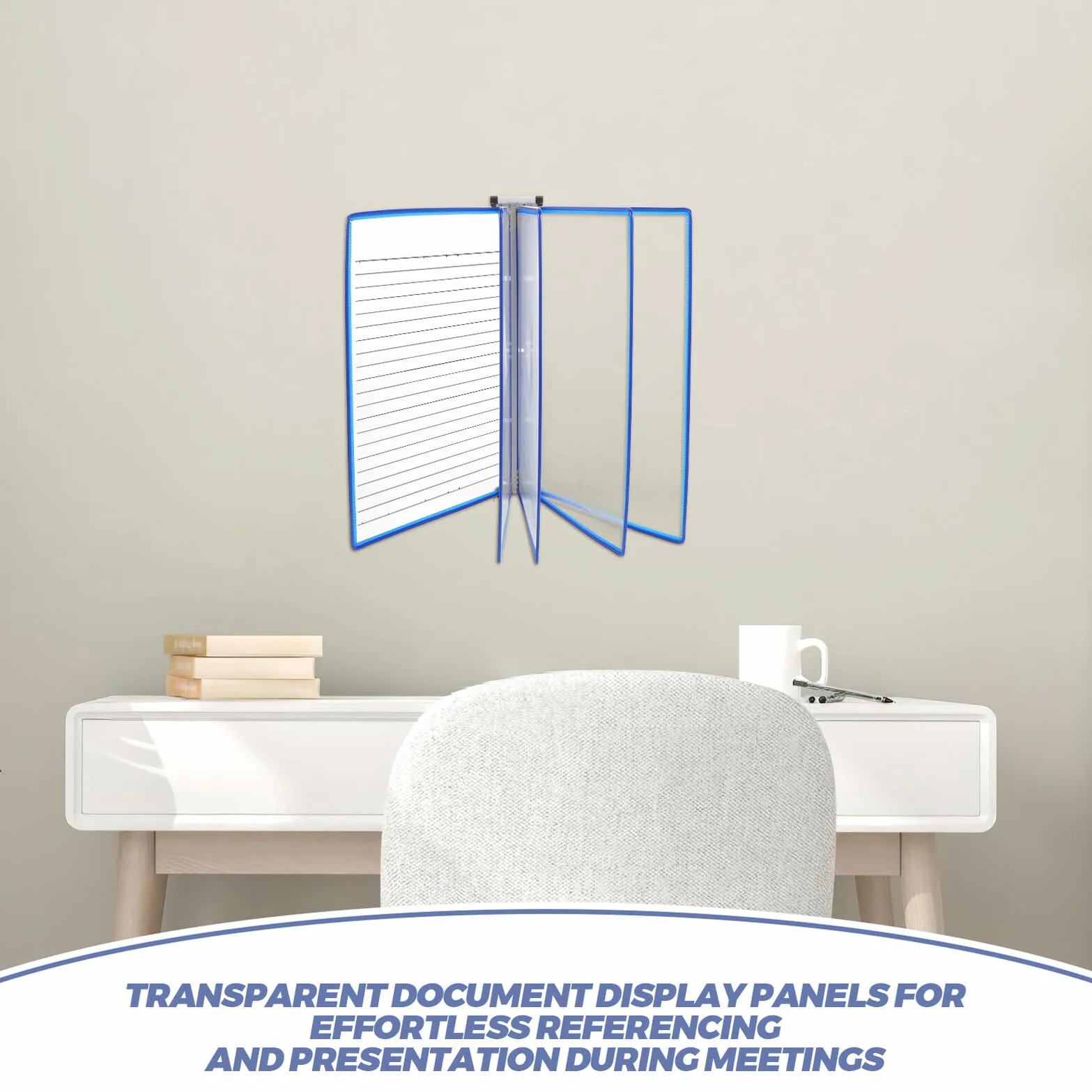 Exhibidor de Documentos de Pared A4 5 Paneles Transparentes Organizador de Carpetas Azul
