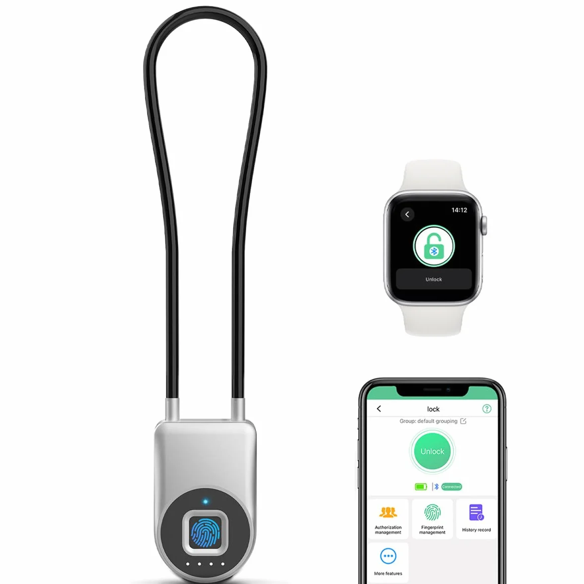 eLinksmart Candado de cordón, candado de cable de huellas dactilares, candado de aplicación para teléfono móvil, cerradura de equipaje, cerradura de muebles, taquilla, resistente al agua