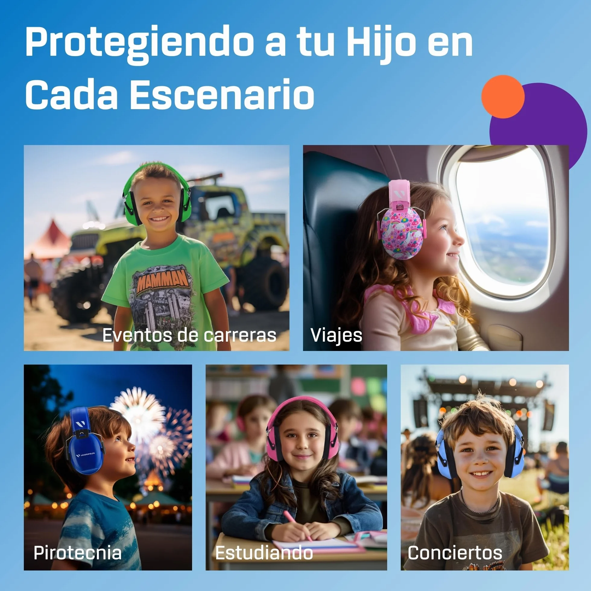 Vanderfields Auriculares con cancelación de ruido prémium Protección auditiva con reducción de sonido de amplio espectro de 32 dB a 2000 Hz - Kopfhörer Kinder 3-12 - Dinosaurier Club