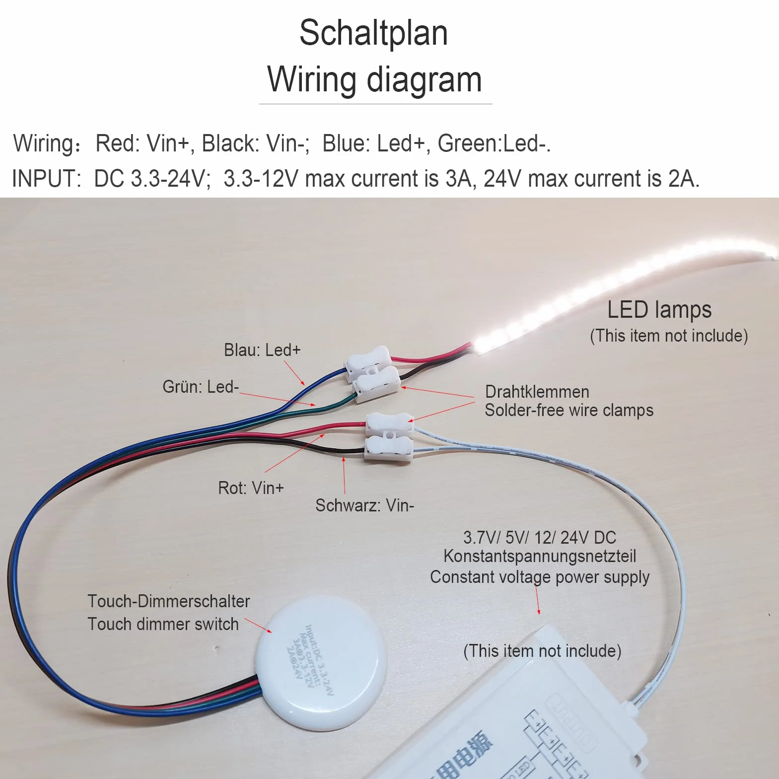 STBTECH Interruptor táctil regulador LED 12V, DC 3,7-24V 3A Para barra luminosa LED Smart Home, Penetra la madera, el vidrio, etc. Montaje oculto Sin agujeros necesarios (gris oscuro)