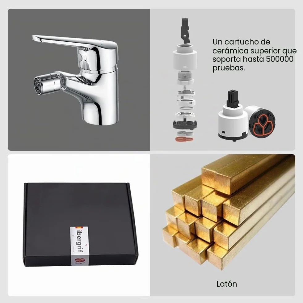 Ibergrif Roma - Bidé de Lavabo de Baño Clásico, Mezclador Monomando para Lavabo, Cromo