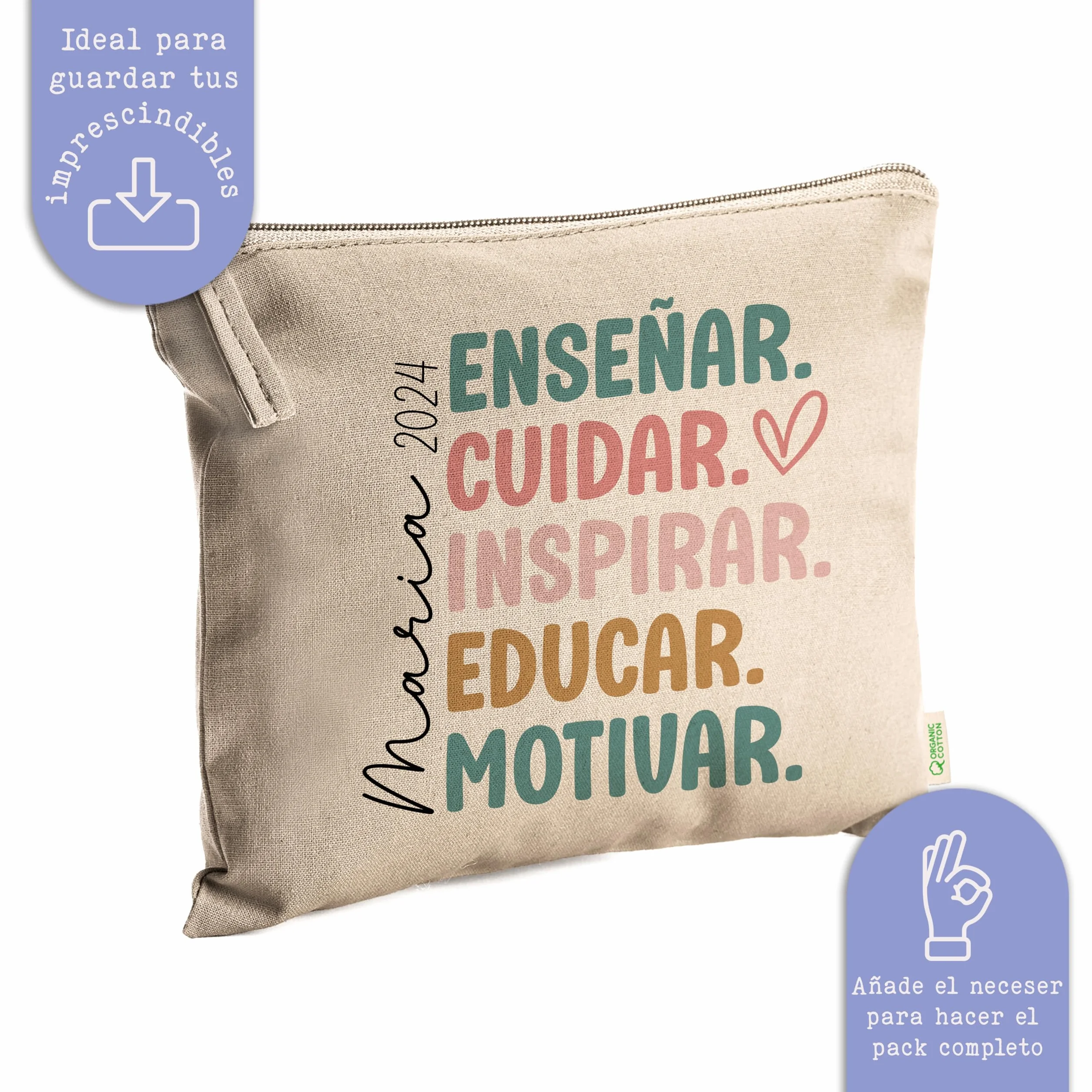 Evyre Regalo Fin de Curso Profesores Tote Bag Botella térmica Profesora Personalizado Maestra Infantil