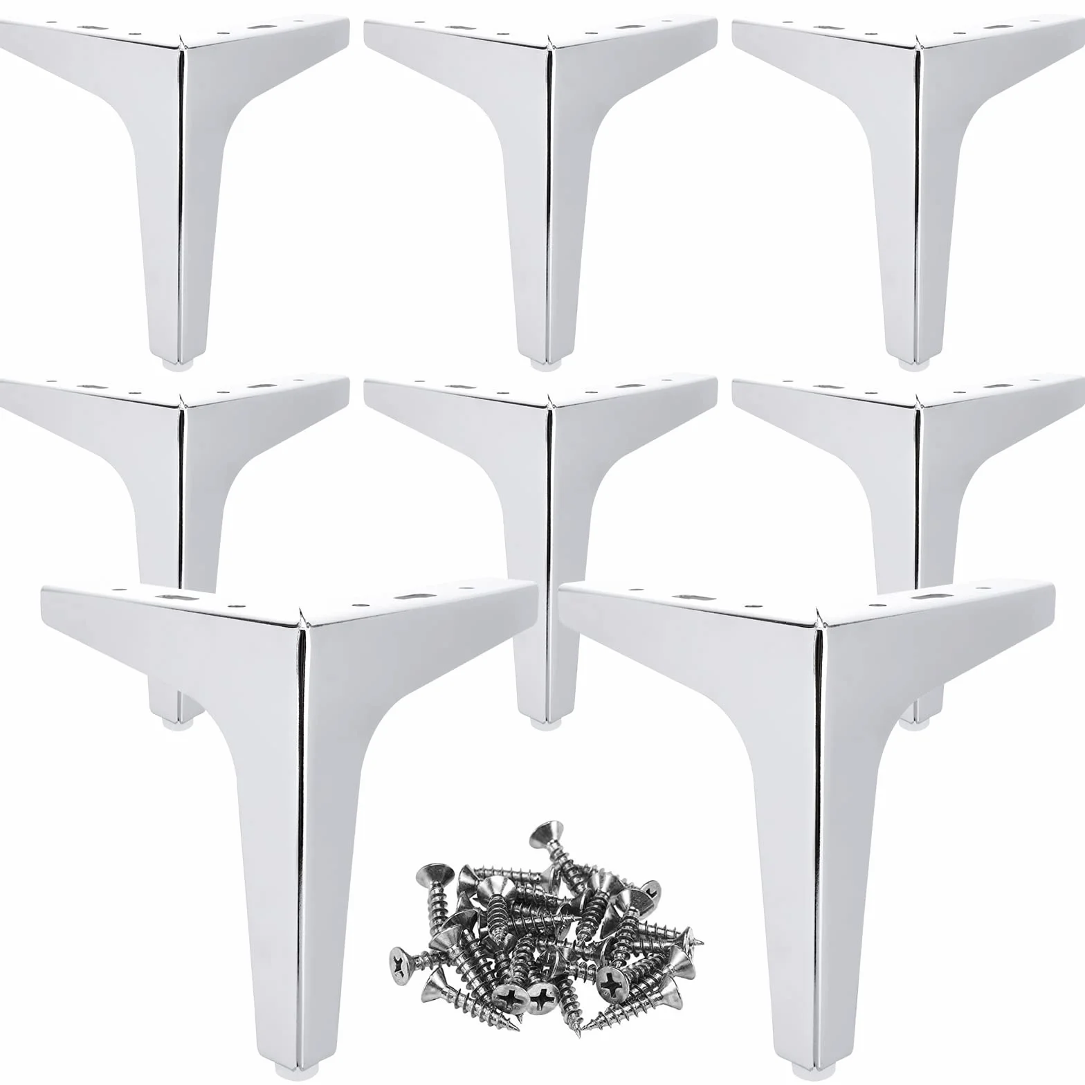 MIVIDE 8 Triangulares de Metal para Muebles, Patas para Muebles Plateado 15 cm, Patas de Metal Modernas para sofá, Mesa, Capacidad de Carga de hasta 800 kg