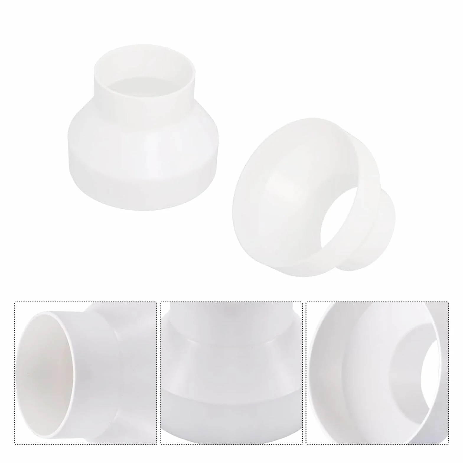 Adaptador de Conducto 150 mm a 100 mm, Tubo Reductor 150 a 100 Tubo Campana Extractora Reductor Universal para Sistema de Ventilación con 2 Abrazaderas, Adaptador para Conectar Conductos(ABS)