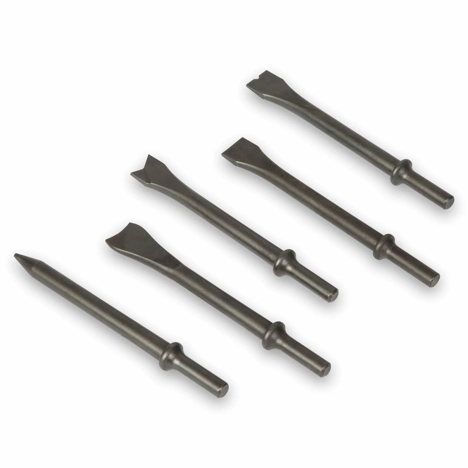 EBERTH Cincel neumático con maletín, juego de herramientas de 10 piezas, 4500 golpes/min, cincel 5x de 150 mm, martillo cincel neumático con conexión de 1/4", incl. acoplamiento de aire comprimido