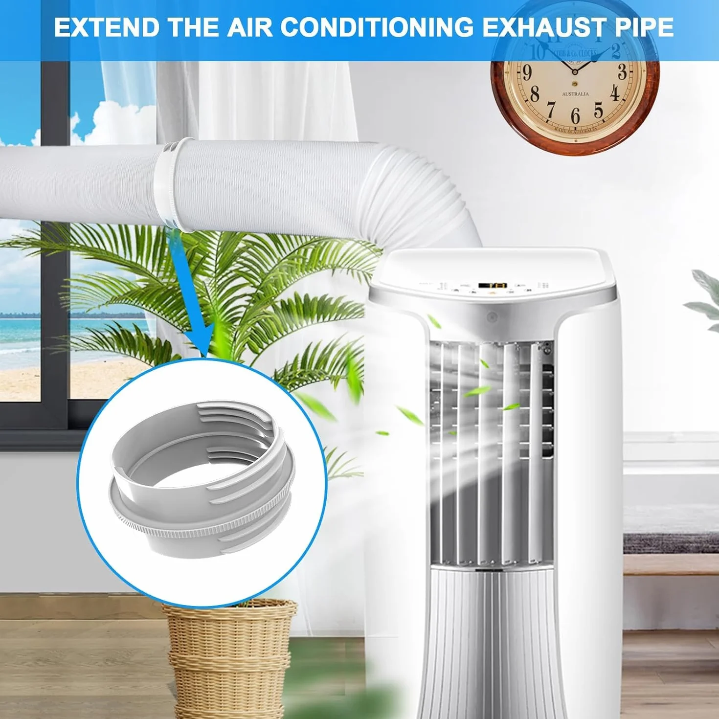 Adaptador Tubo Aire Acondicionado Portatil 130 mm Interior/150 mm Exterior Extensor Tubo Flexible Aire Acondicionado Portátil Adaptador Universal Conector