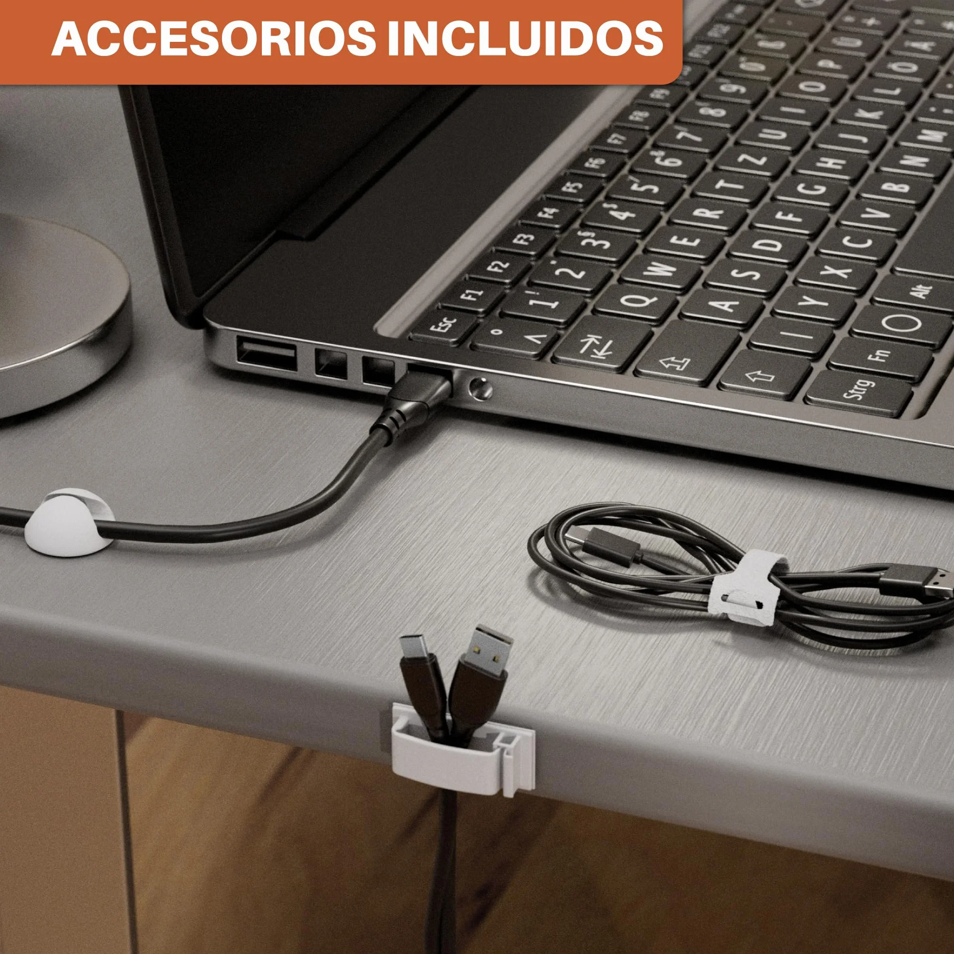 Organizador de Cables de Escritorio Acero Blanco Set de 2 Bandeja Robusta