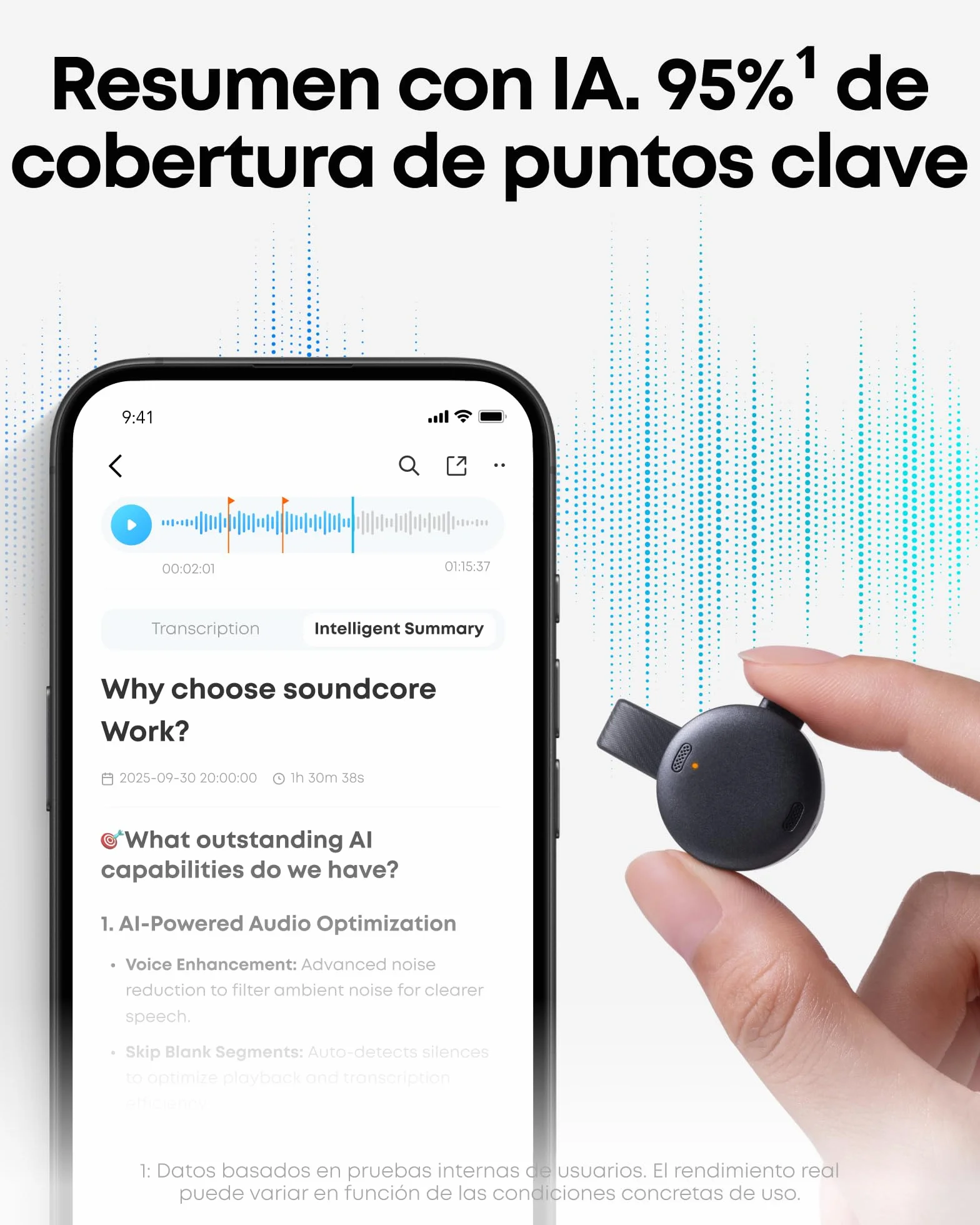 Soundcore Anker Grabadora de Voz Portátil 8GB USB-C Transcripción IA Certificación MFi