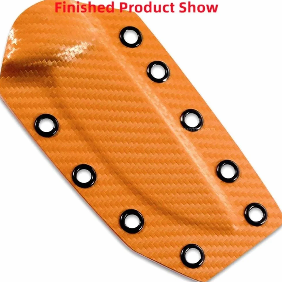 (3 Piezas) Patrón de Fibra de Carbono Naranja Infundido KYDEX Thermoform Sheet Cuchillo Diy Kits Material Tool for Cuchillos Funda de Fabricación de la Vaina(12 x 12 x 0.08 pulgadas)