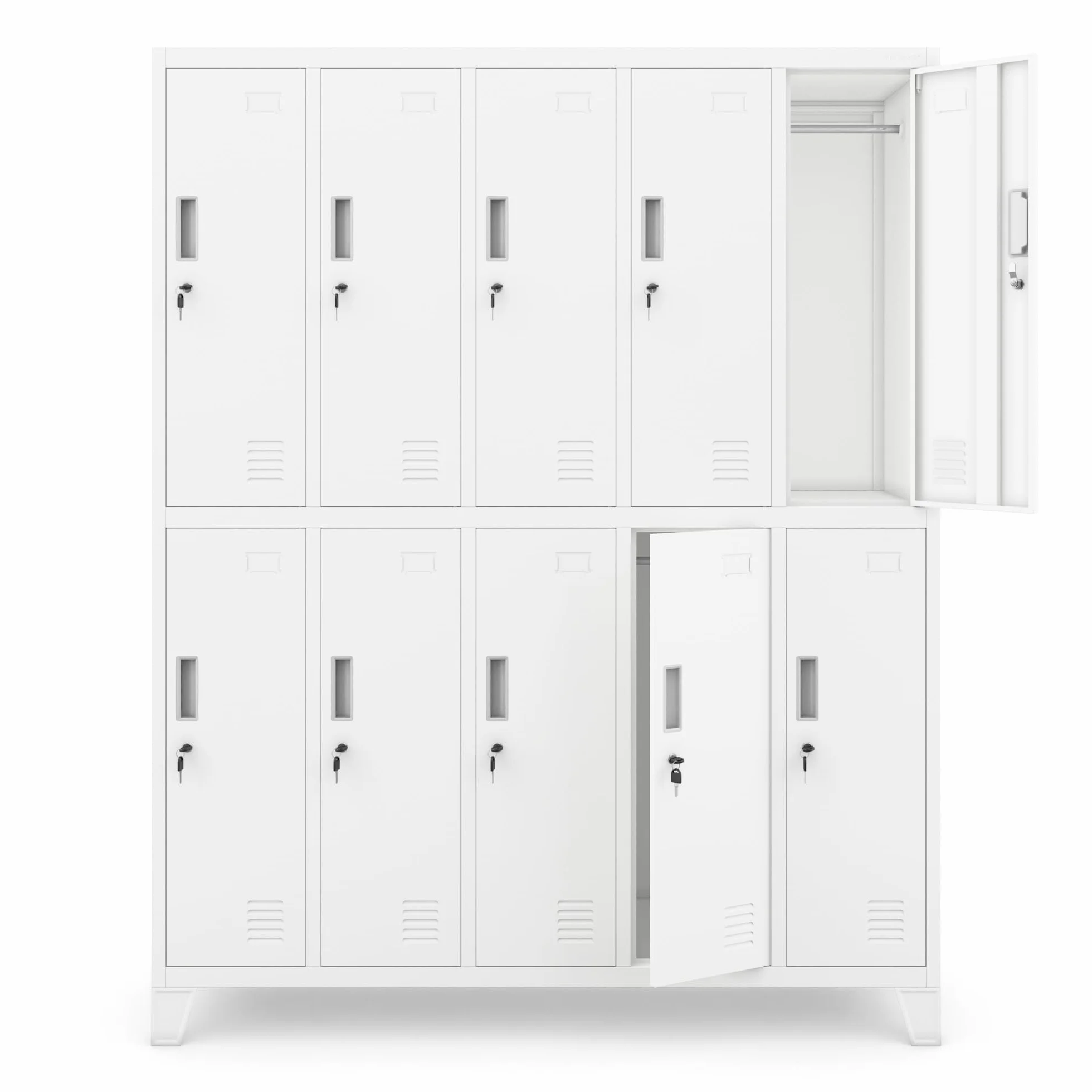 Armario Metálico 10 Compartimentos 172x136x45 cm Blanco