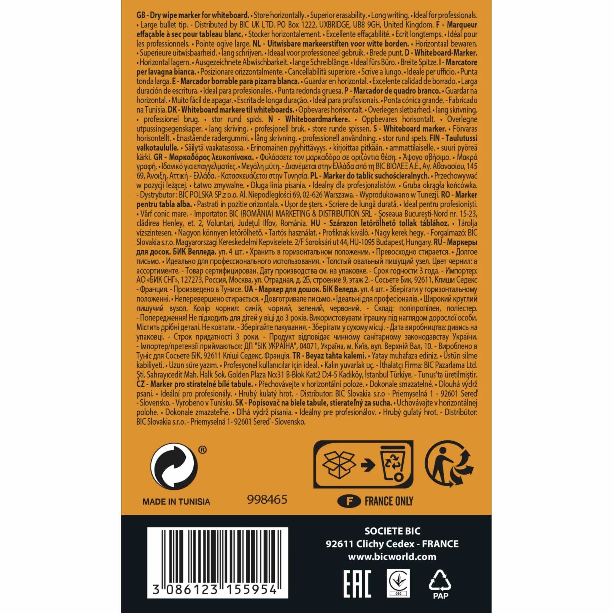 Bic Rotuladores para Pizarra Multicolor - Paquete de 4