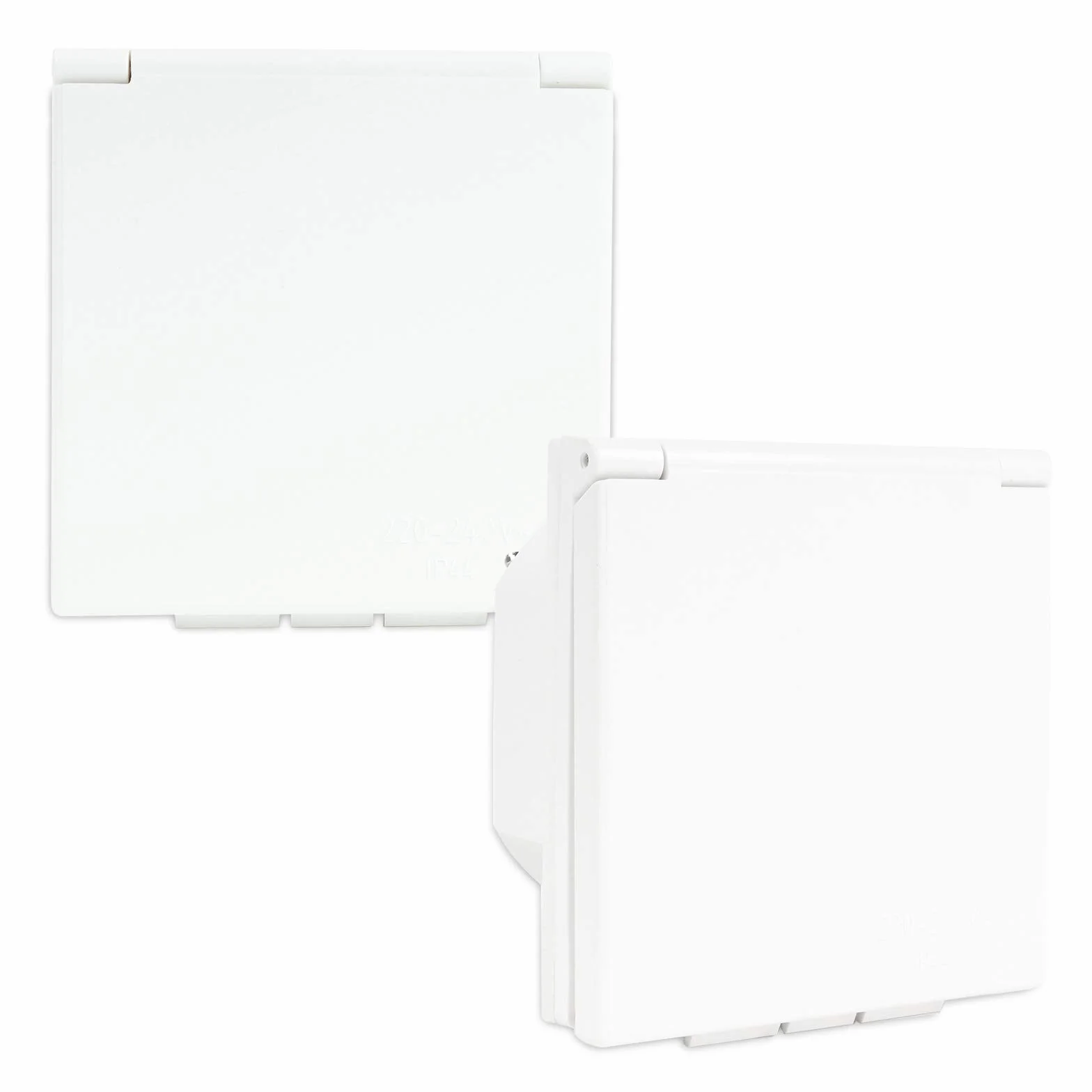 CEE - Enchufe para exteriores (240 V, 12 V, antena satélite, IP44, ideal para caravanas, autocaravanas o autobuses de camping), color blanco