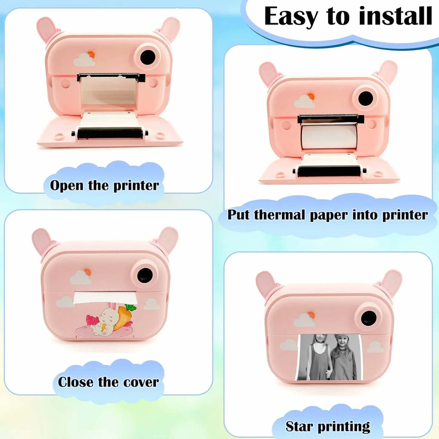 20 Rollos Papeles de Impresora Térmica, Mini Pegatina Imprimible Autoadhesiva, papel térmico para cámara infantil, Compatible Con Todas Las Mini Impresoras Térmicas (57 X 25 mm)