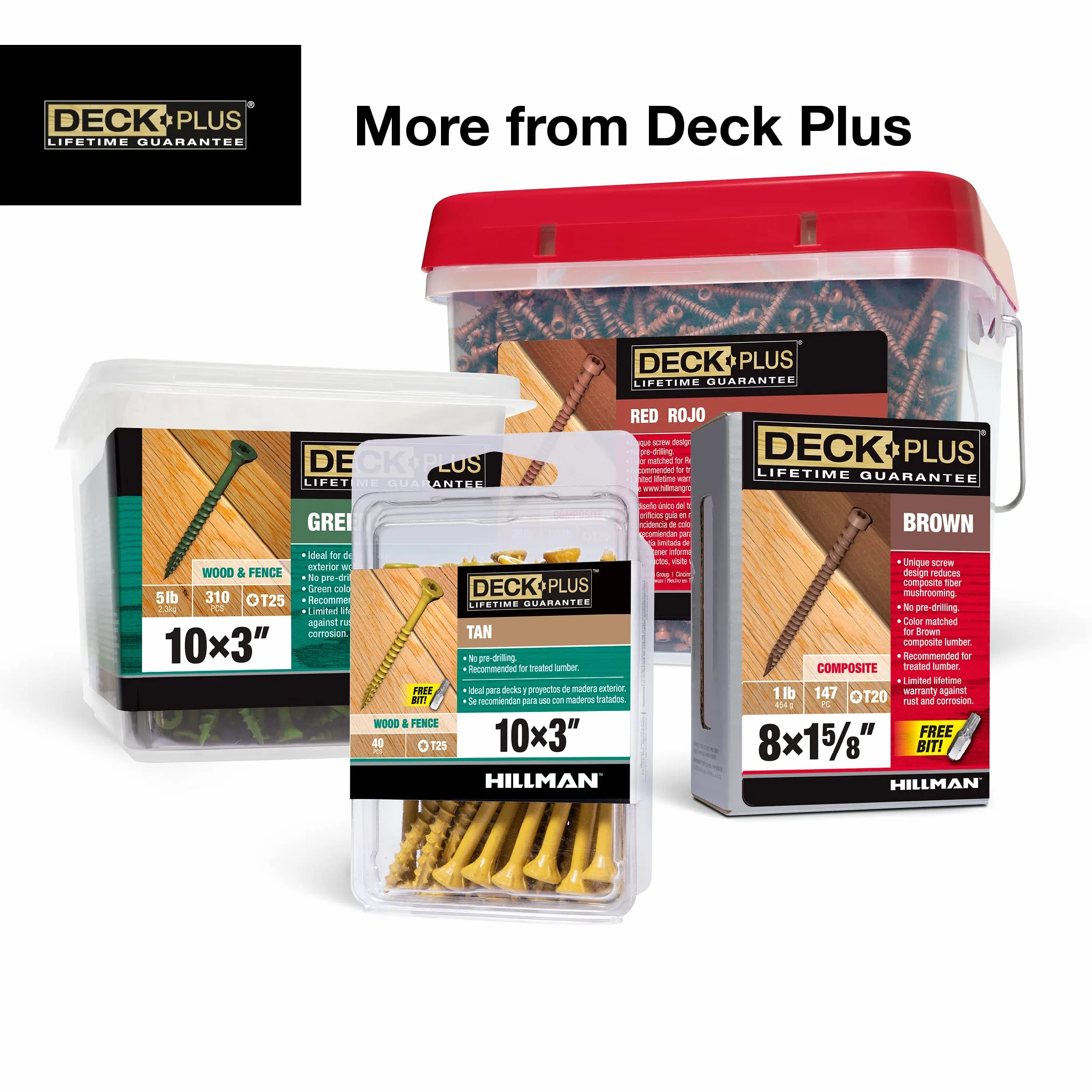 Deck Plus Tornillos para madera, tornillos exteriores marrones, 1-5/8 pulgadas x #10, 5 libras