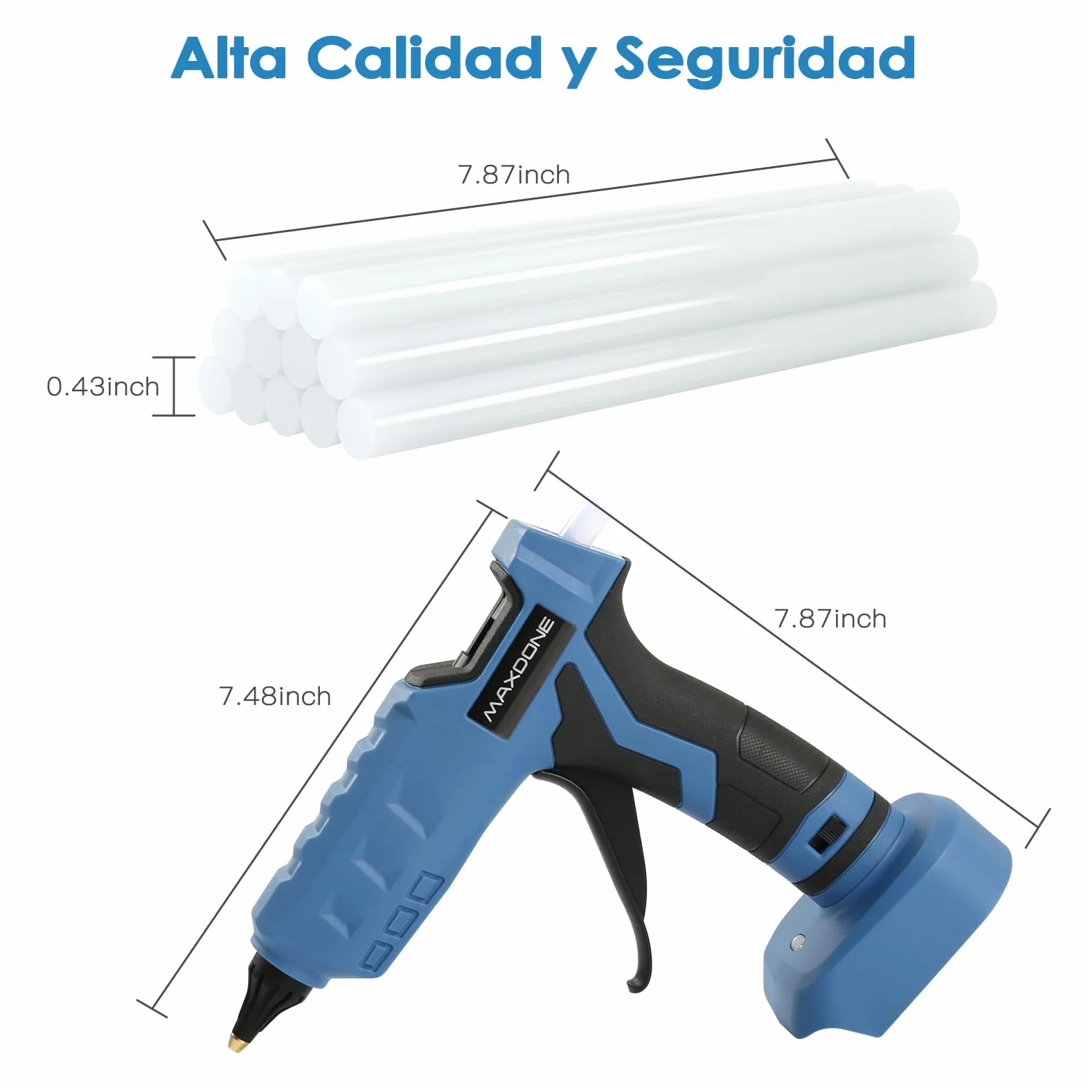 Pistola Silicona Caliente Inalambrica 100W para Batería Makita de18V, Barritas de Pegamento 11mm, para Bricolaje, Arte (herramienta desnuda, sin batería ni cargador)