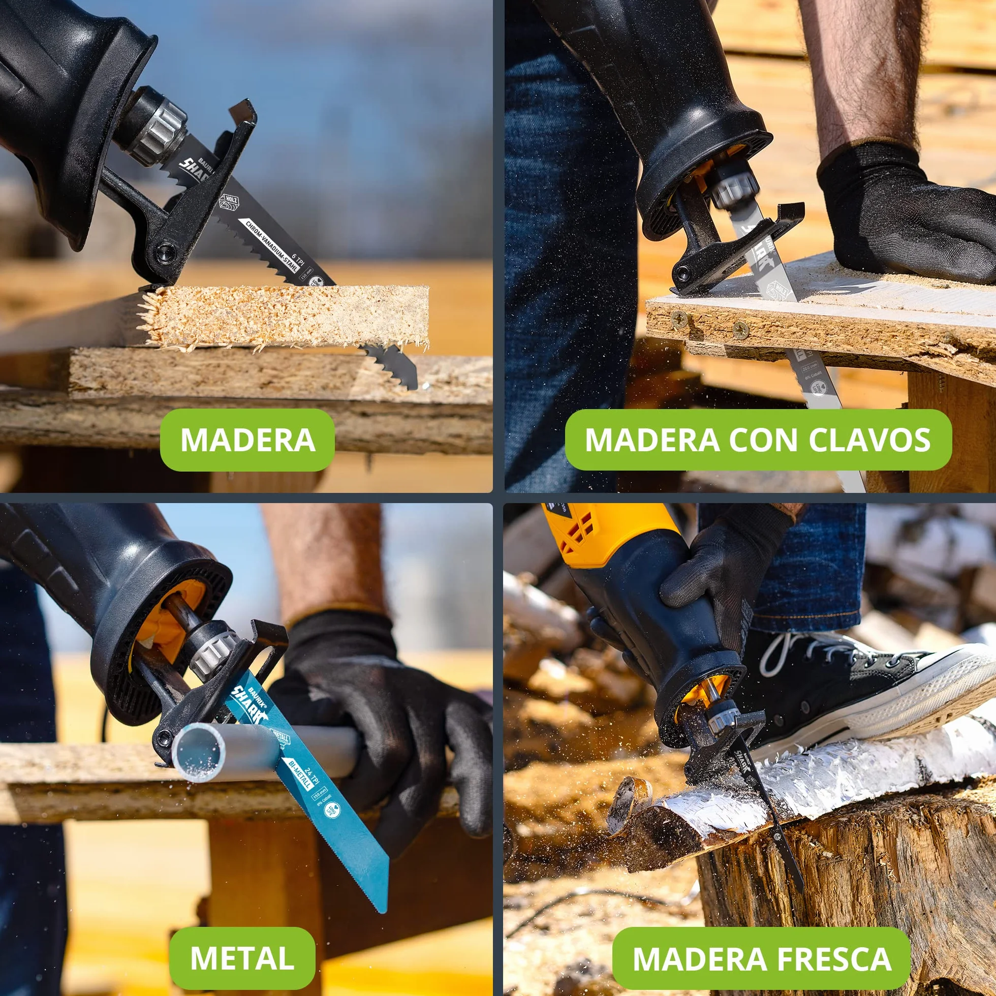BAURIX 35 hojas de sierra sable 3-24 TPI para madera y metal apto Bosch Makita