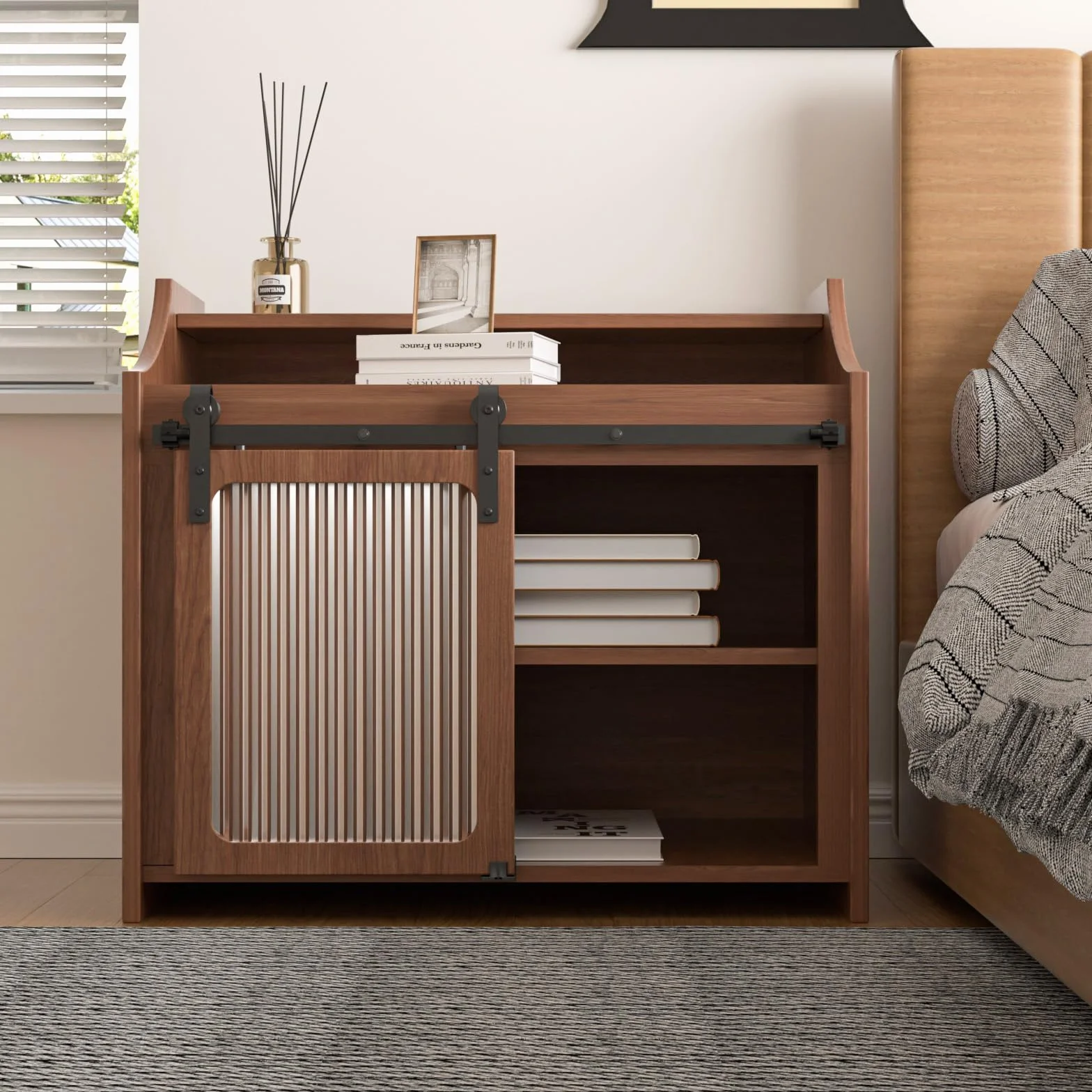 5FT/153cm Mini Herraje para Puerta Corredera Kit para Soportes de TV de una sola Puerta, Armario Pequeño (Sin Puerta de Gabinete)