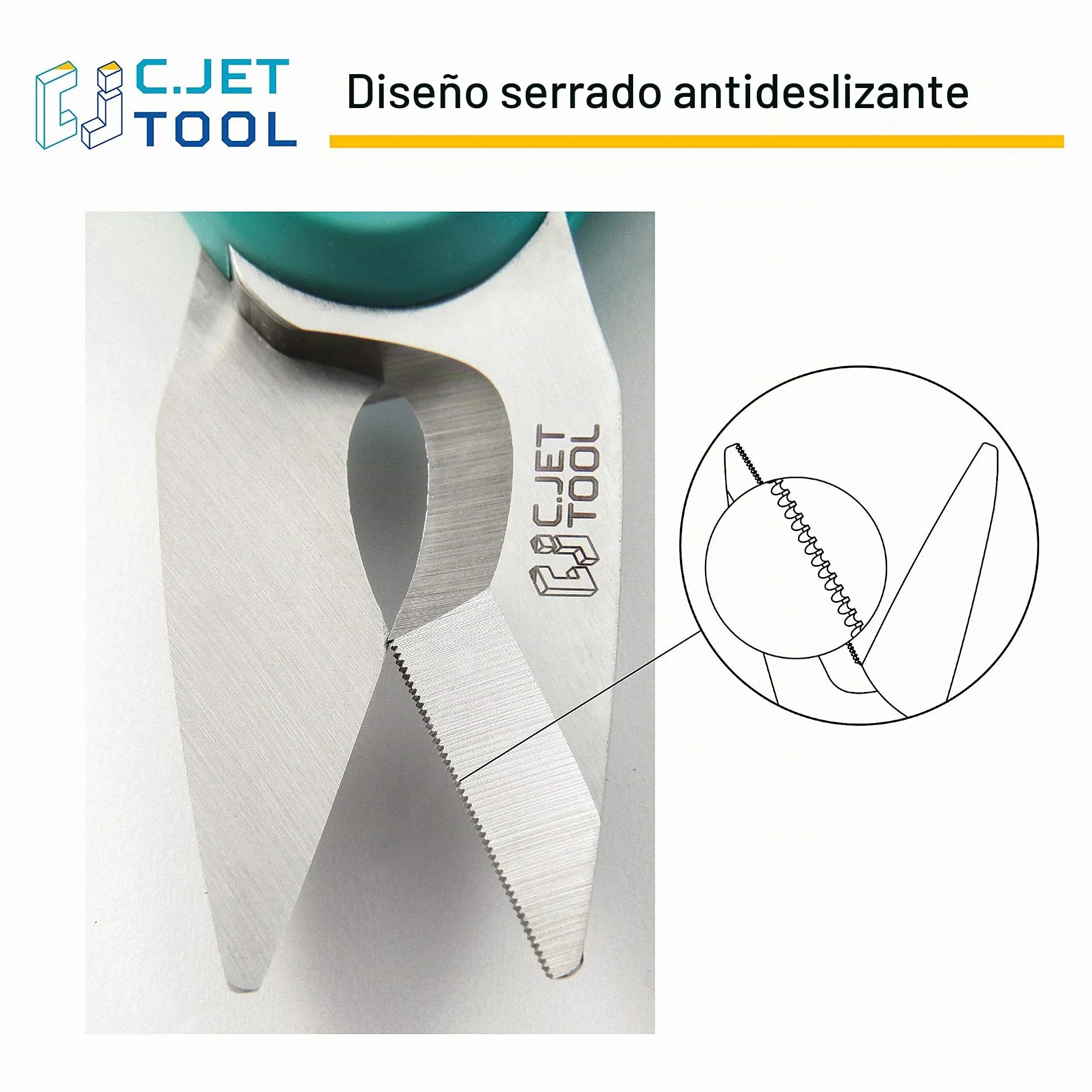 C.JET TOOL Tijeras Electricista Profesional, 170 mm/7" de acero inoxidable, diseño multi-agarre de aluminio de cobre cable suave
