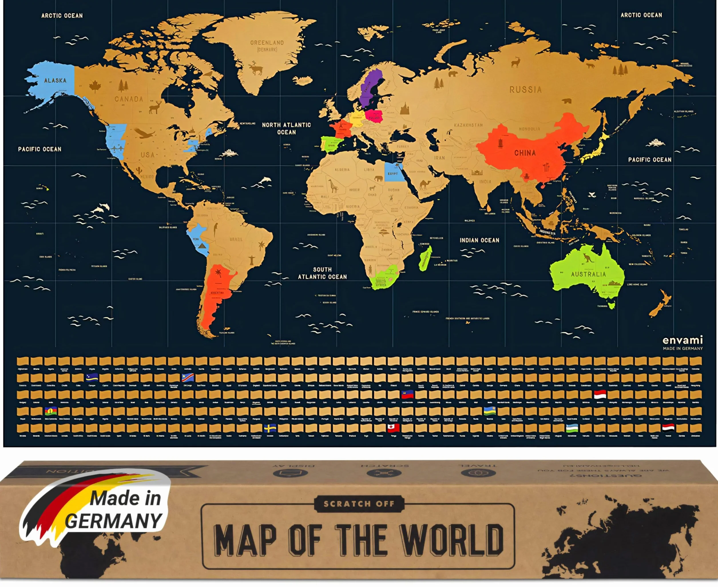 Mapa Mundi Rascar 68 x 43 cm Oro Scratch Off Travel Map
