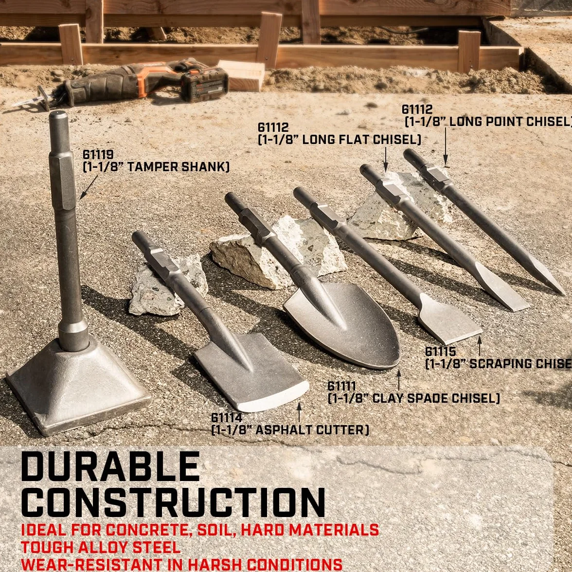 XtremepowerUS Cincel de repuesto de vástago hexagonal (cincel de raspado) broca de cincel hexagonal de 1-1/8 pulgadas para martillo de demolición eléctrico