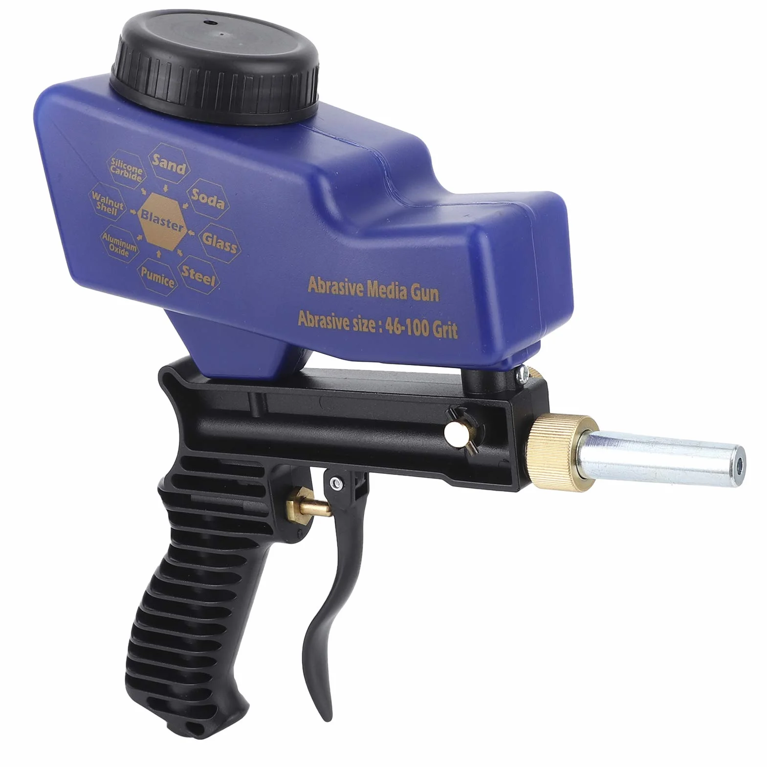 Fockety Pistola de Chorro de Arena, 150 PSI Multi Media Blaster para Compresor de Aire Herramienta Neumática Removedor de óxido de Pintura, Pistola de Chorro de Arena para Metal, Madera,