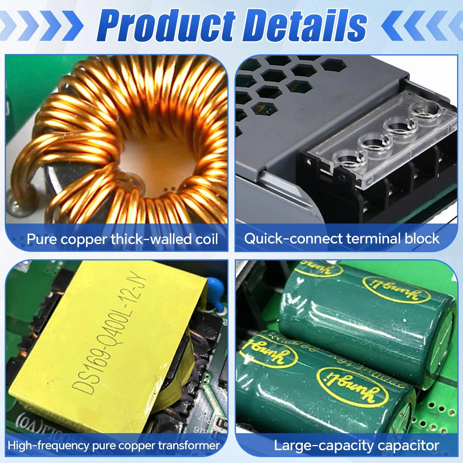 Transformador 220V a 24V 400W LED Driver, Fuente de Alimentación AC 220, 230 V a DC 24 V Driver de Bajo Tensión, Controlador Voltaje Constante para Tiras LED,2PCS