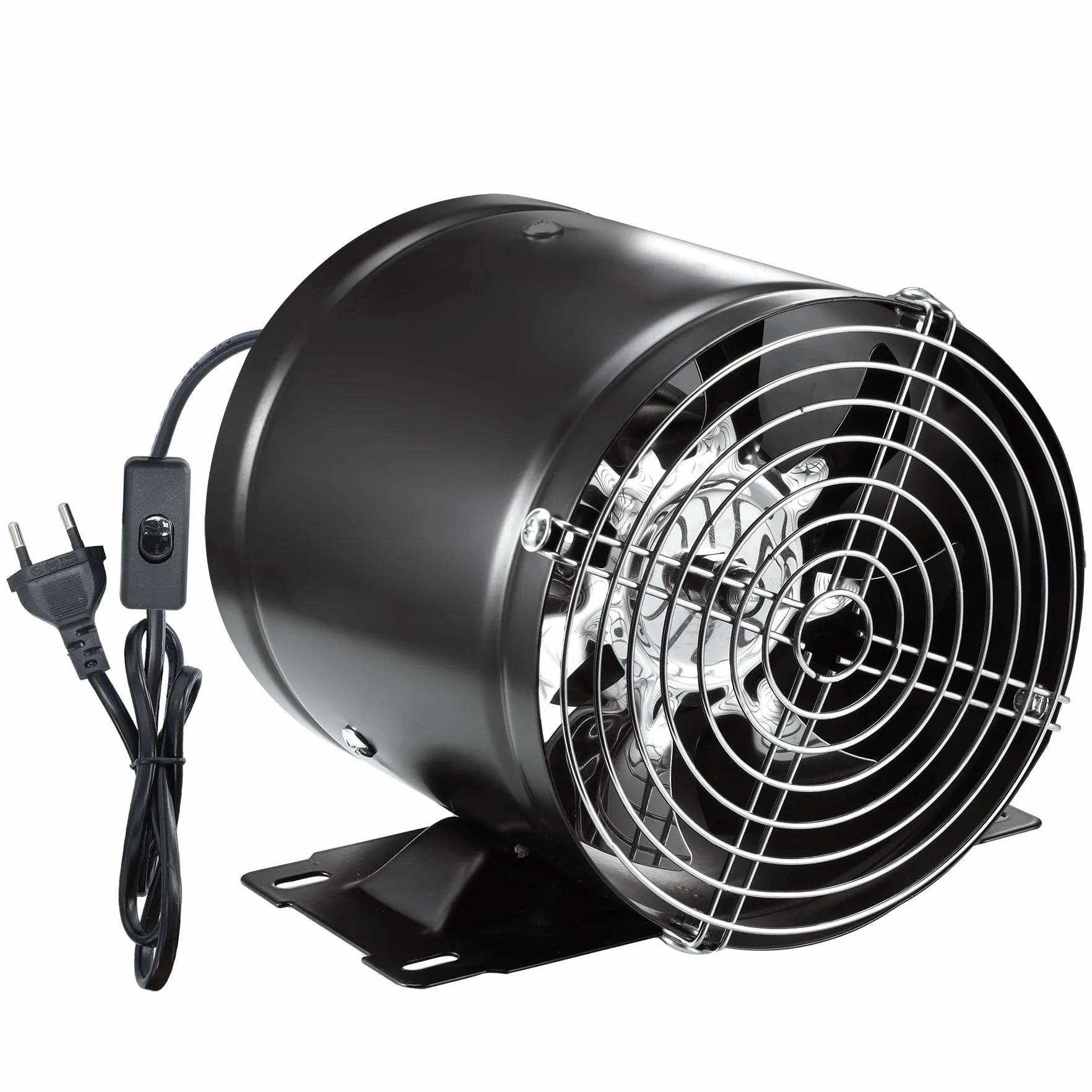 Ventilador extractor de aire de 150 mm, de alto flujo de aire, de metal con interruptor de presión, válvula antirretorno para baño, garaje, invernadero (negro)