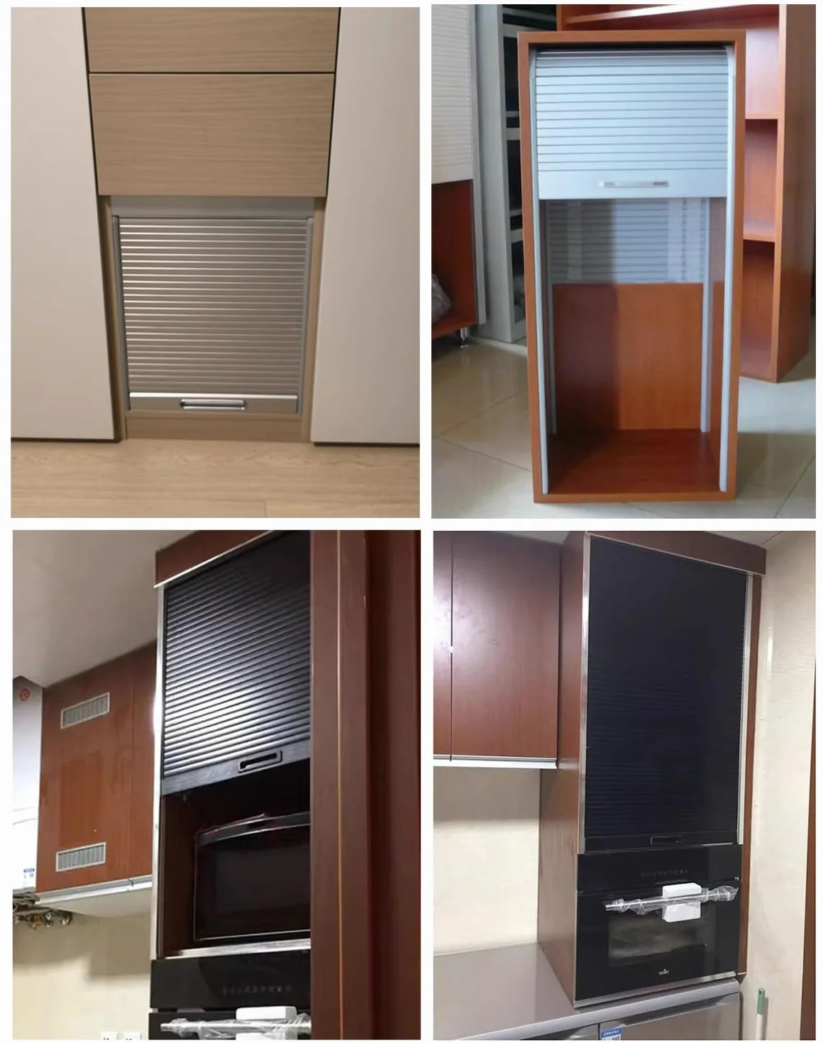 Kit de puerta de tambour para armarios de cocina, puertas correderas plegables de plástico, puerta enrollable para armarios y aparadores, se adapta a 65 x 75 cm