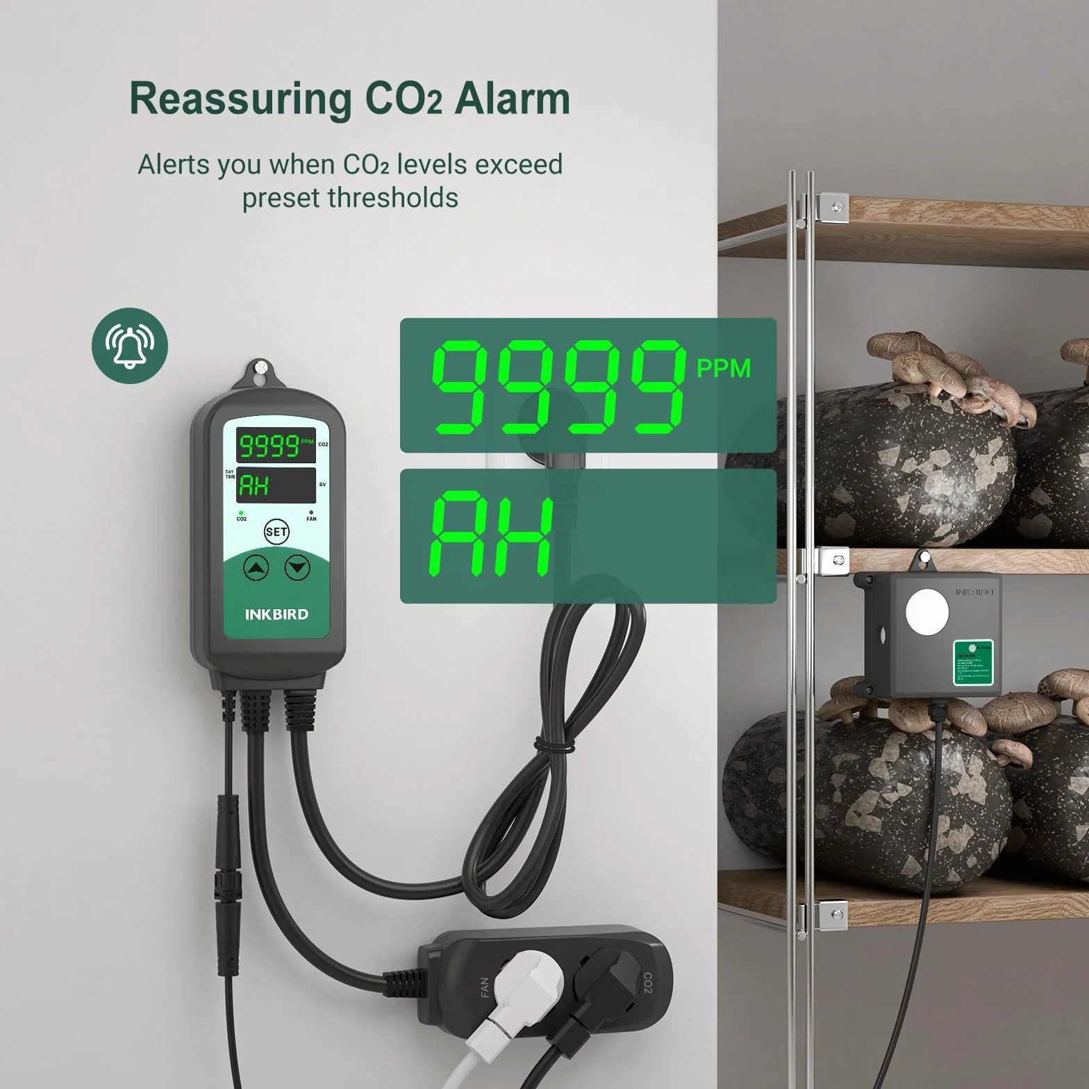 Inkbird ICC-510 Controlador de CO2 Medidor de CO2 para Cultivo Invernadero