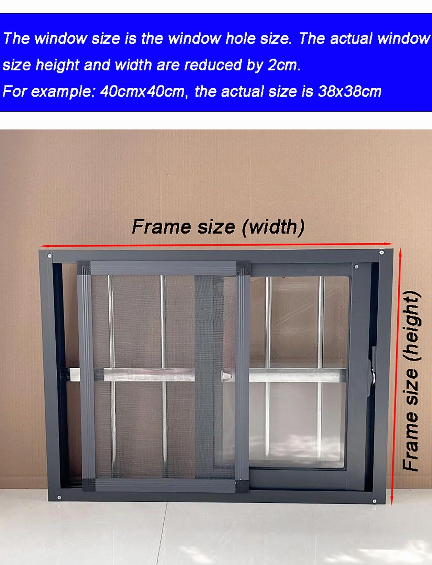 Genérico Ventana corrediza Horizontal de Aluminio for sótano, Grande, de 30, 40, 50, 60, 80 y 100 cm, con Vidrio y mosquitera, for baños, garajes y buhardillas.(30x30cm/12x12in)