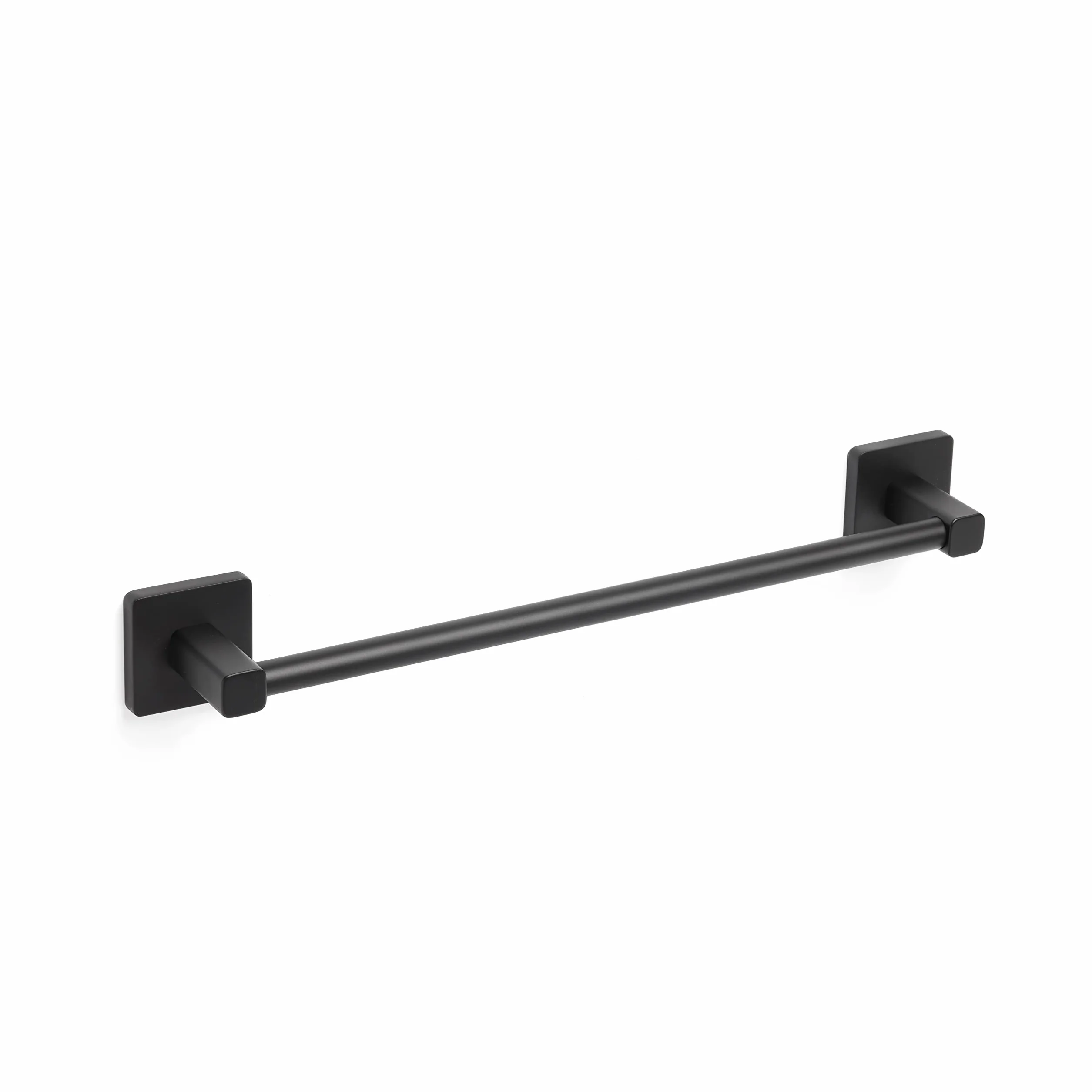 TATAY Toallero de baño, de la colección de Accesorios de baño Nero, Acero Inoxidable y Zamak, Doble Sistema de fijación con Tornillos y Glu Fix, 10Kg, Toallero Negro, 6 x 6.5 x 45 cm, 6760100