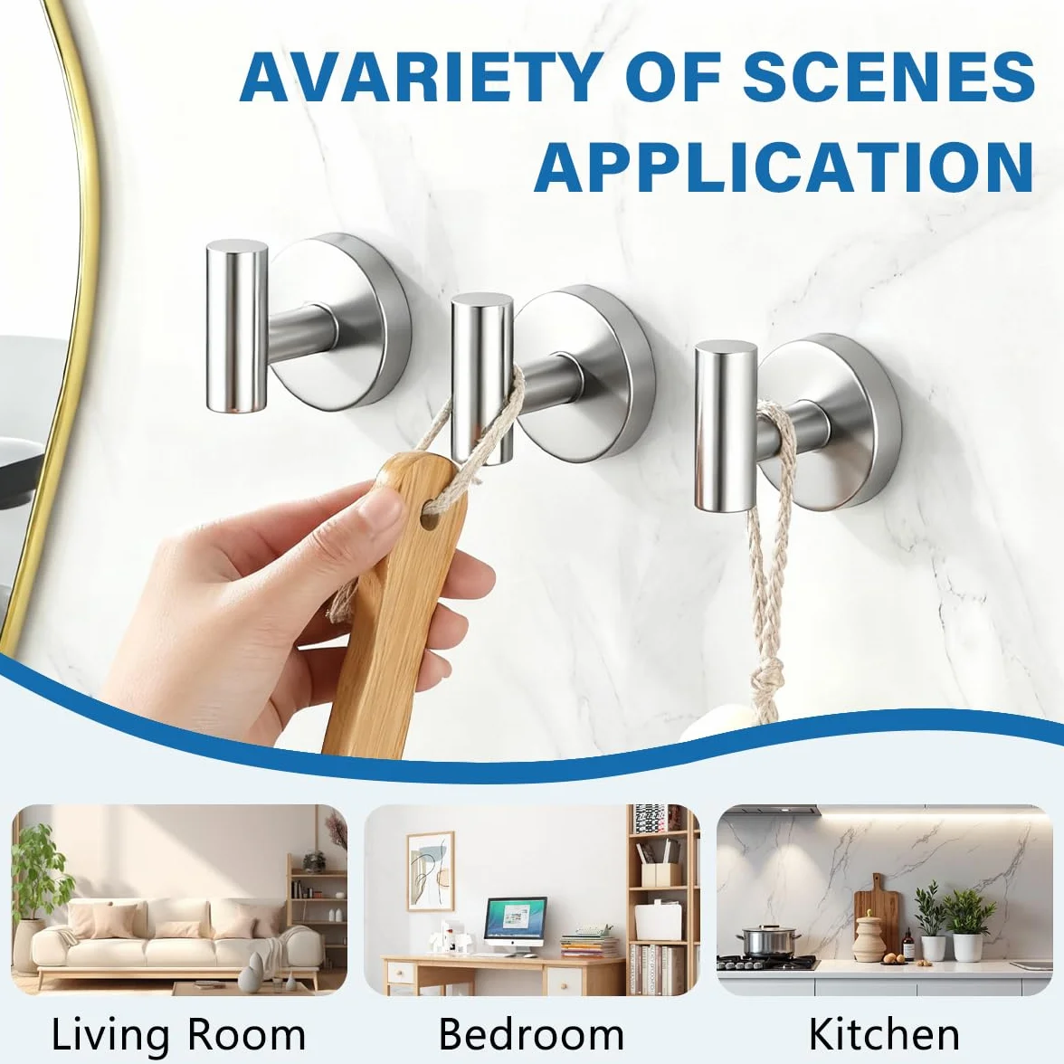 Drenky Colgadores Cuelga Toallas Plata 2 Piezas Gancho Toalla Baño Acero Inoxidable 304 Para Toallas, Abrigos, Batas Y Ropa, Gancho Toalla Para Cocina Y Baño