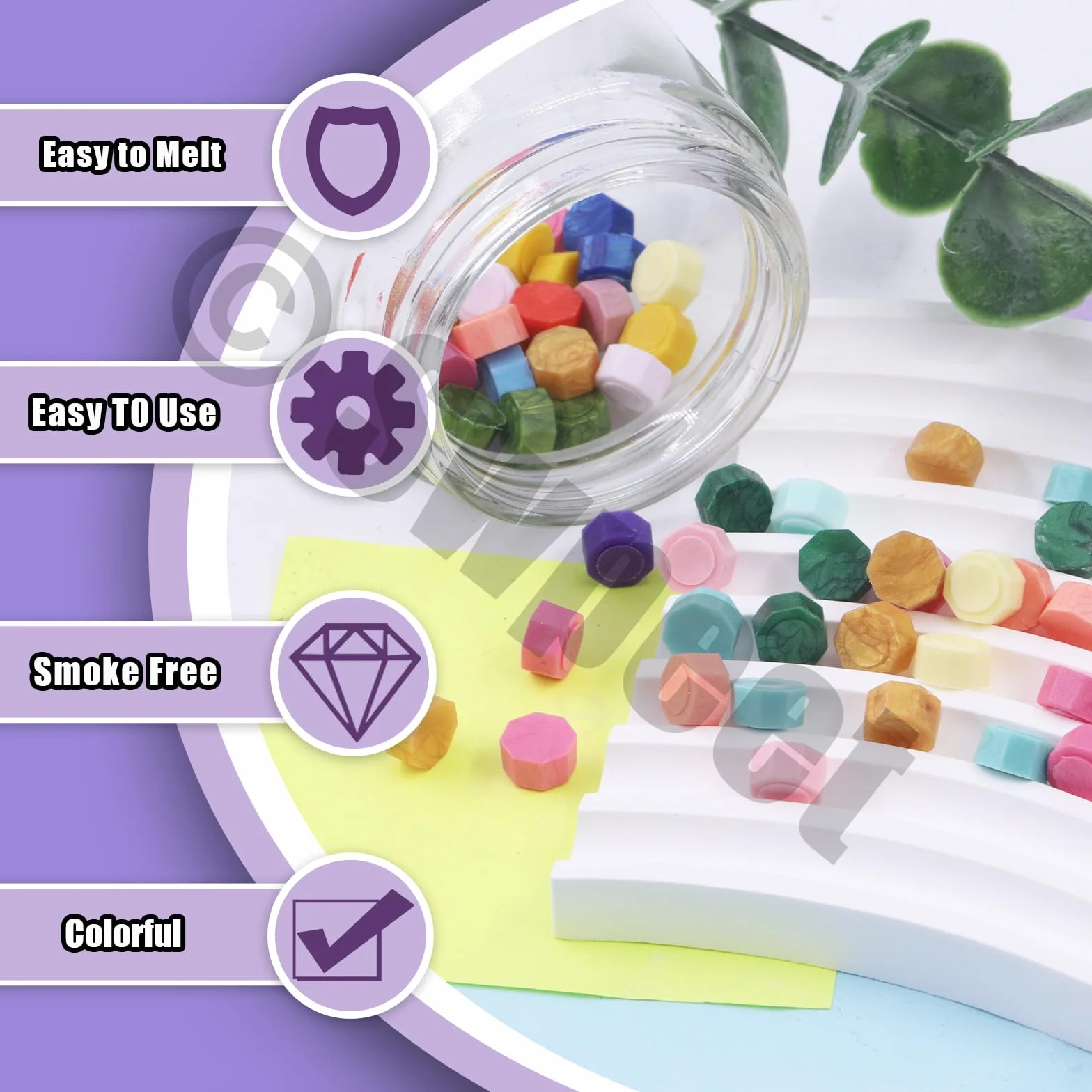 Swpeet 1200 juegos cuentas cera selladas 24 colores 8 mm octogonales para sellos cera tarjetas invitaciones bodas