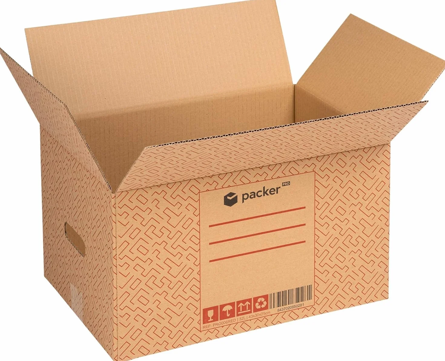 Packer PRO Pack 10 Cajas Carton para Mudanzas y Almacenaje con Asas 430x300x250mm
