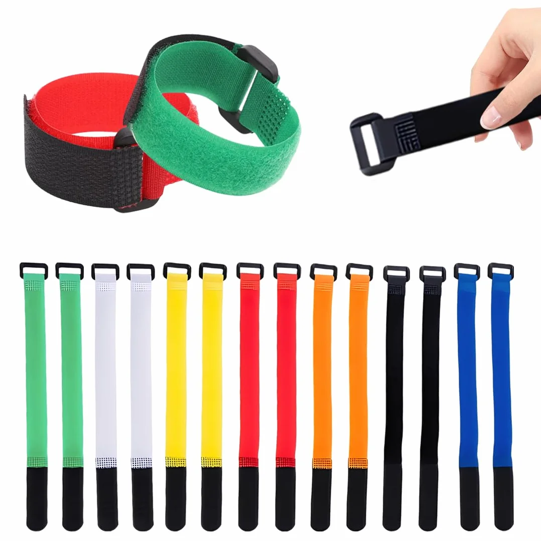 14 Piezas Bandas de Correa Bandas Elásticas con Cierres de Gancho y Bucle Banda de Cierre con Hebilla Para Organizar sus Cables de Extensión Mangueras Bicicleta Taller Garaje