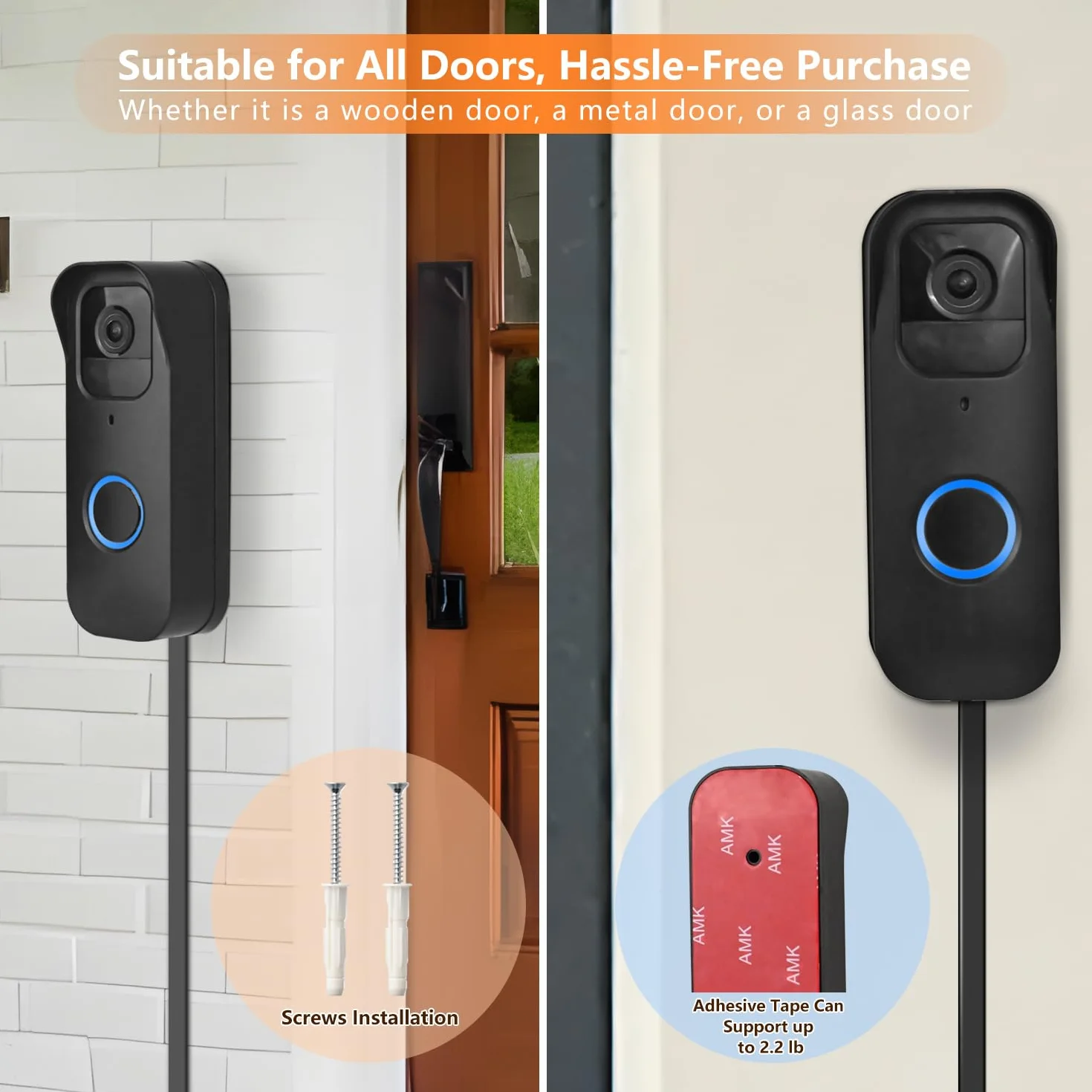 Cable de alimentación 2 en 1 con adaptador y soporte calcomanía para timbre compatible con timbre de video Blink de 1ª a 2023, transformador de timbre con cable de carga de 16.4 pies para cámara de