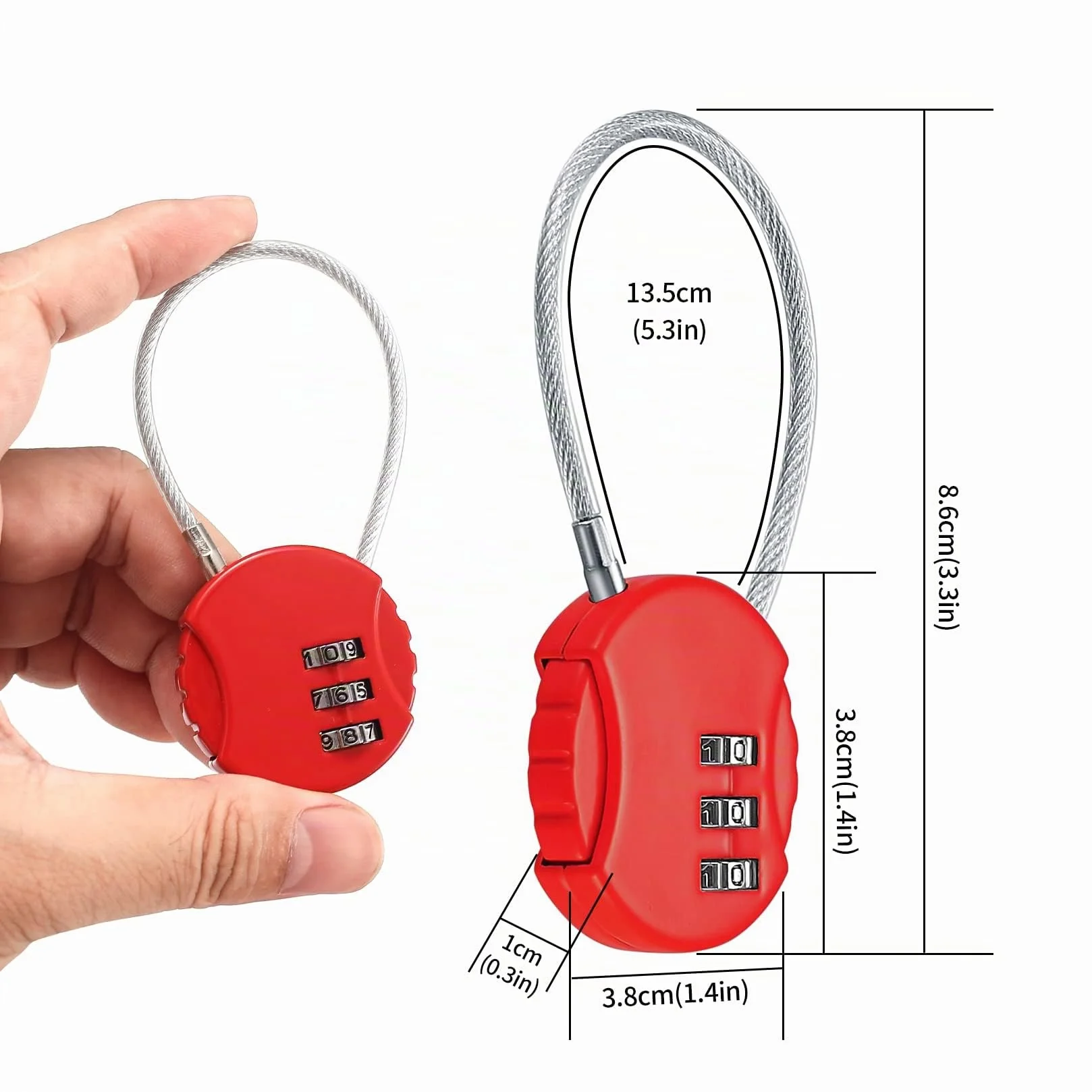 4 Piezas Candados de Combinación, Colores Candado de Alambre para Equipaje, Candados de Seguridad de Combinación de Numerico 3 Dígito para Gimnasio Maleta Equipaje, con 4 Codificadores